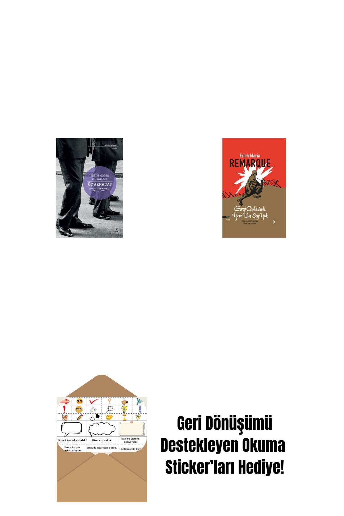 Everest Yayınları Üç Arkadaş + Garp Cephesinde Yeni Bir Şey Yok (Ciltli) + Okuma Sticker'ları