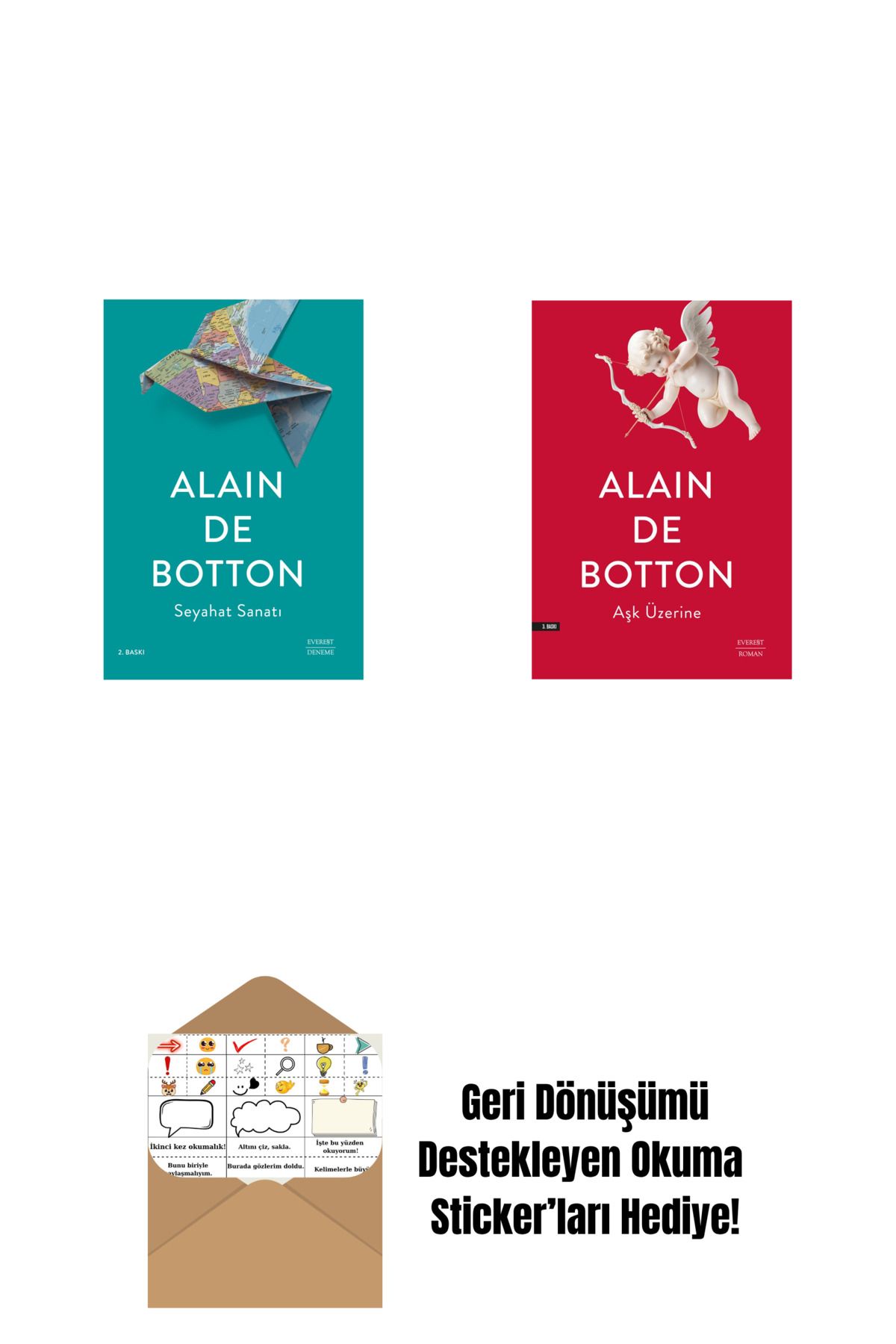 Everest Yayınları Seyahat Sanatı + Aşk Üzerine + Okuma Sticker'ları