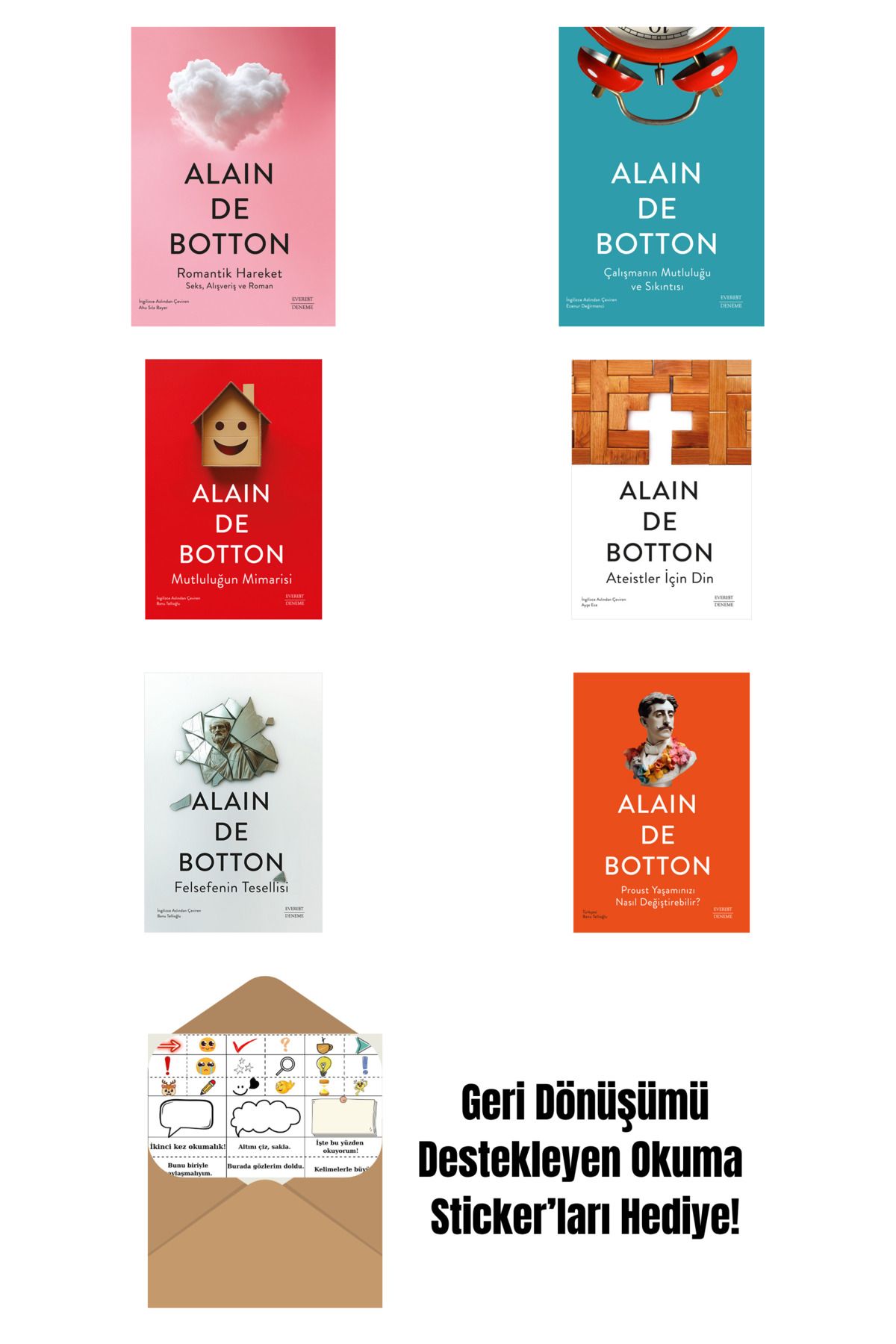 Everest Yayınları Alain De Botton 6 Kitap Set + Okuma Sticker'ları