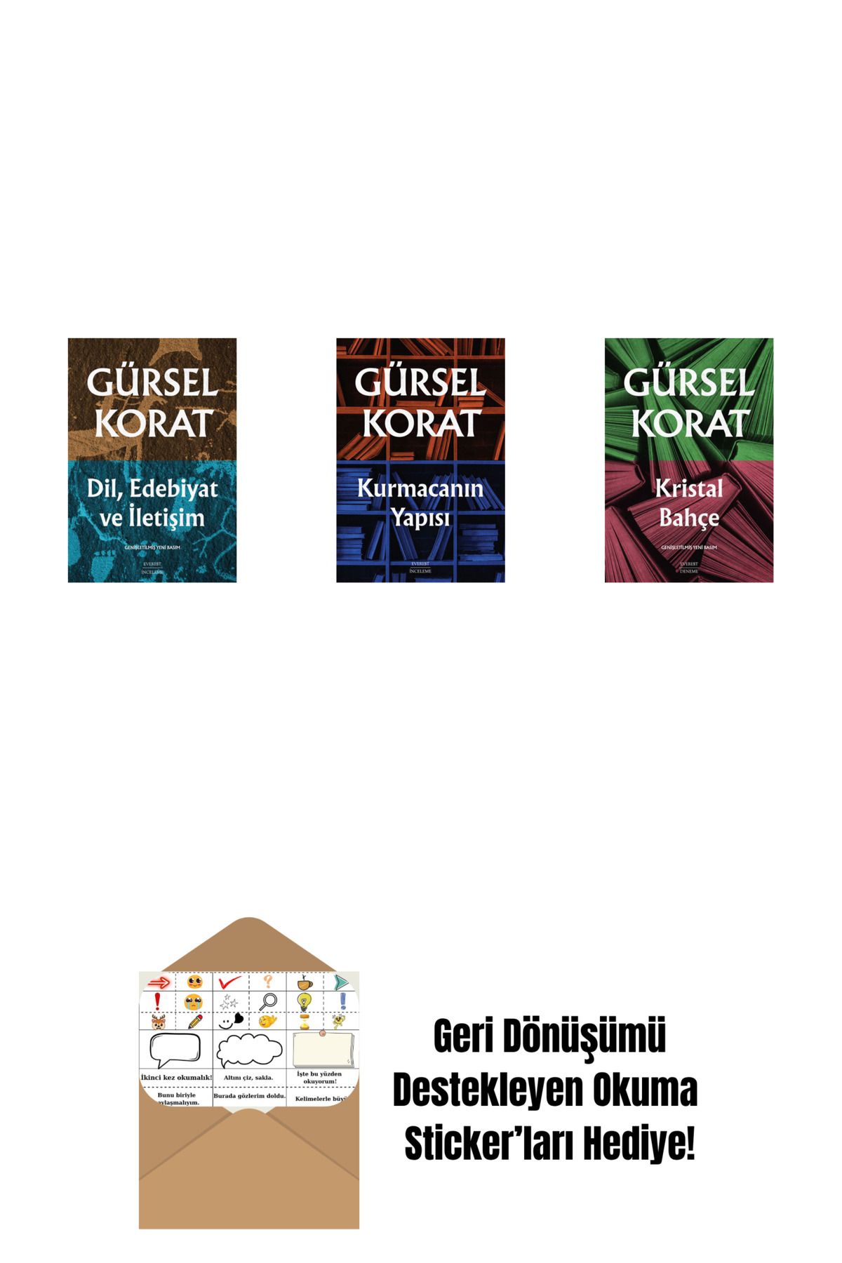 Everest Yayınları Dil, Edebiyat ve İletişim + Kurmacanın Yapısı + Kristal Bahçe + Okuma Sticker'ları