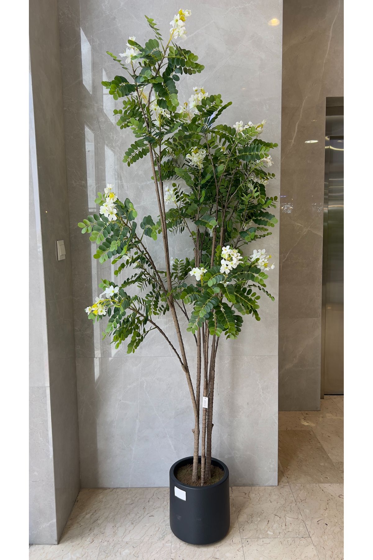 Generic-Artificial white roly-poly tree with a real texture, height 2.10 meters, width of the stand 29.5 cm 3