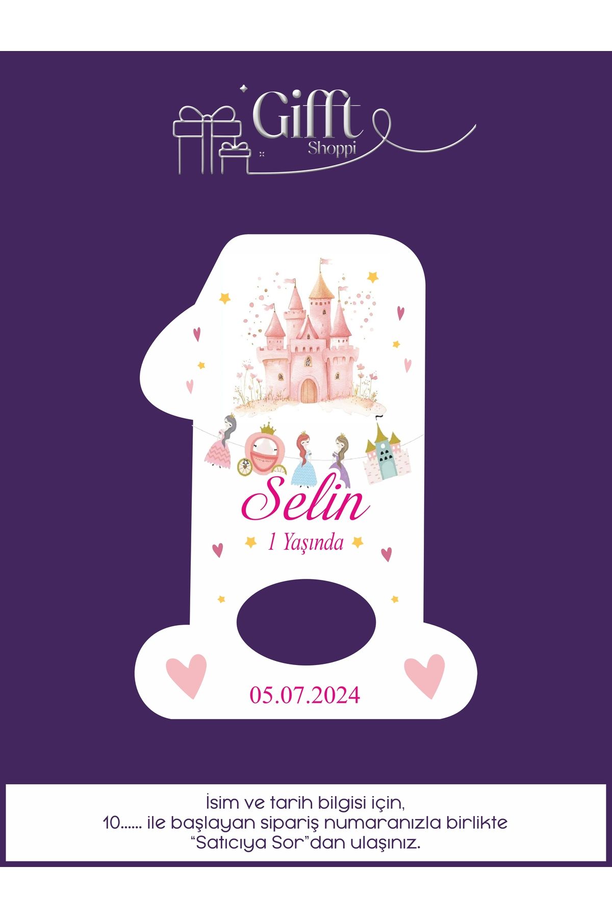 giftshoppi Prenses Temalı 1 Rakam açacak yenidoğan doğum günü magnet hediyelikleri 10 adet