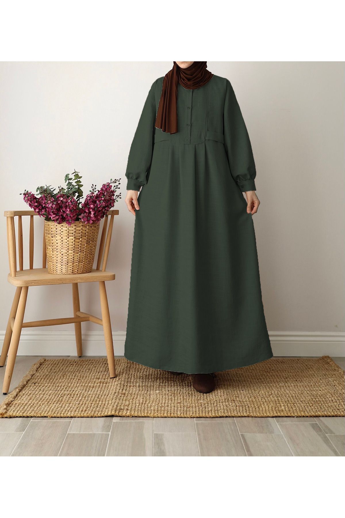 HATİCE NAS COLLECTION Keten Elbise