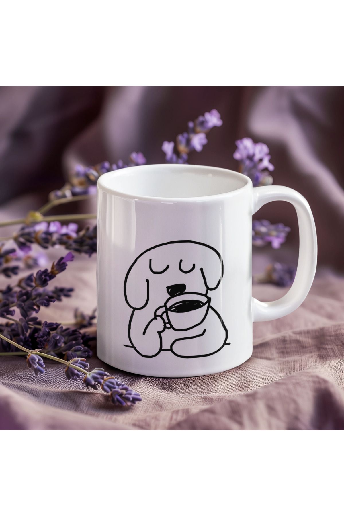 Butik Chill Tarzda Köpek İllüstrasyonlu Kupa