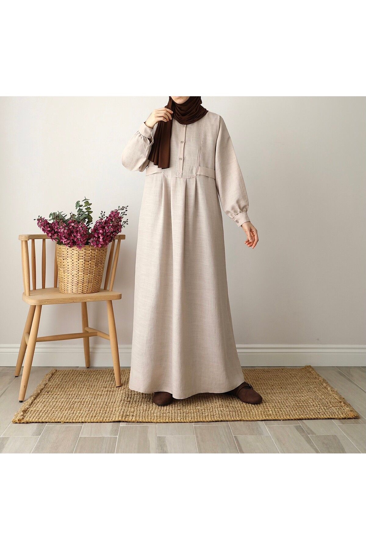 HATİCE NAS COLLECTION Keten Elbise