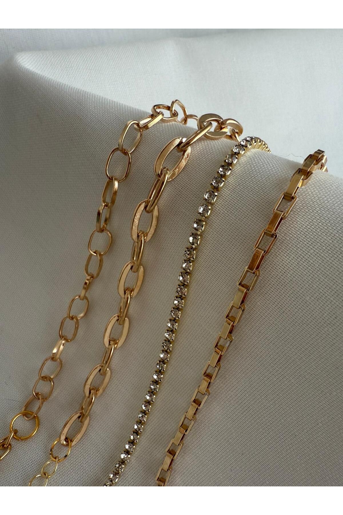 Lizz Accessories BİLEKLİK 4 LÜ GOLD