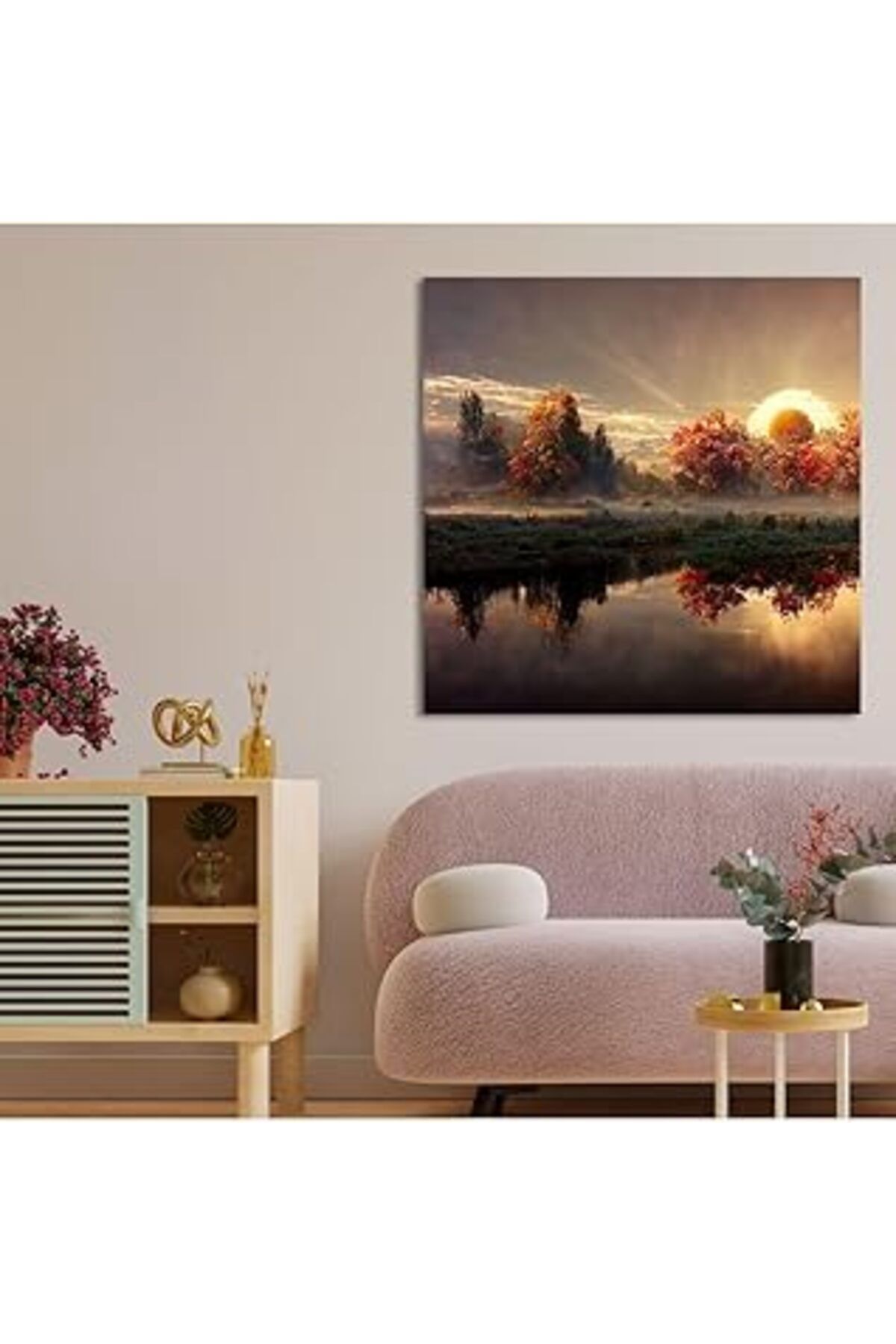 Pazarcan Gaagart Tekli Kanvas Tablo Gün Batımı Ve Göl Manzarası 40 X 40 Gartnm8122