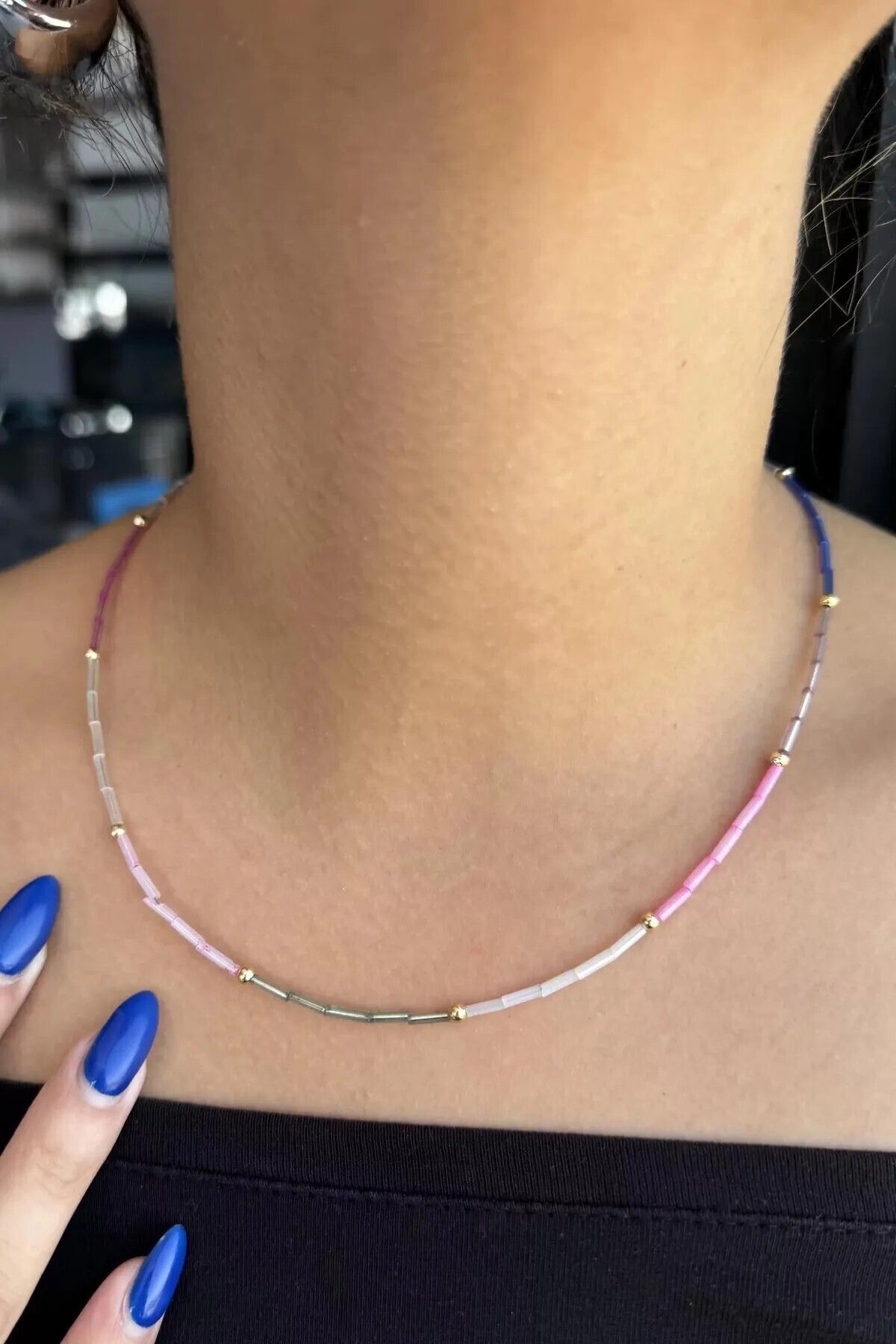 fatma keskin linna butik Renkli Boncuk Bujiteri Kolye