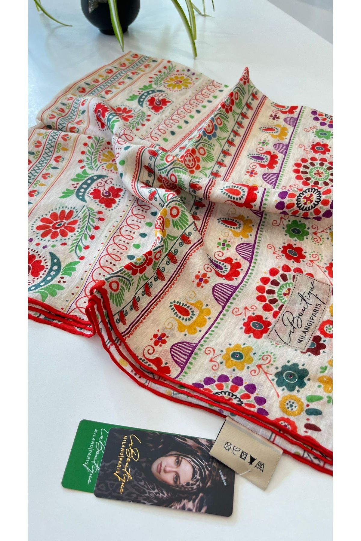 LA BOUTIQUE Bambu ipek pamuk yaz serinliği eşarp