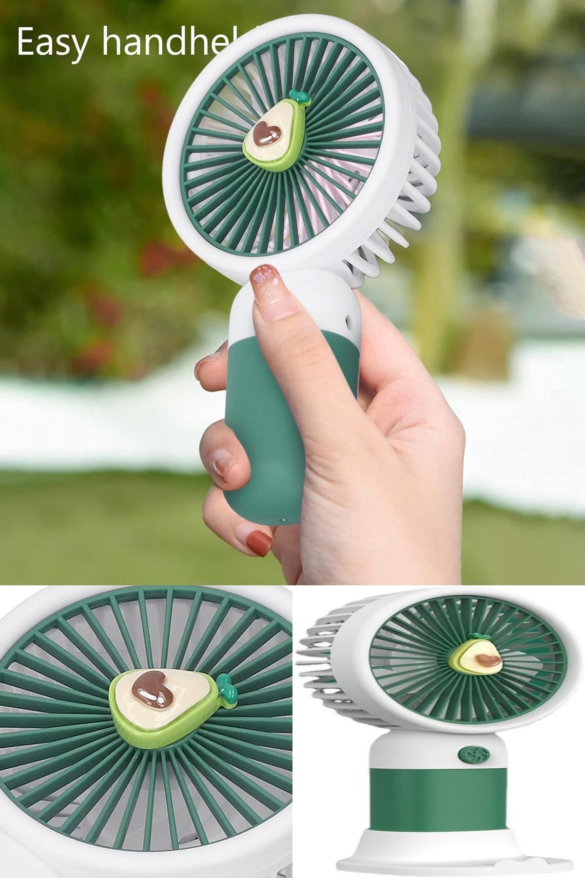 Midday 🥑 Avokado Figürlü Sessiz Mini Fan | USB Şarjlı, Masaüstü ve El Tipi Serinlik! Dekoratif Serinlik