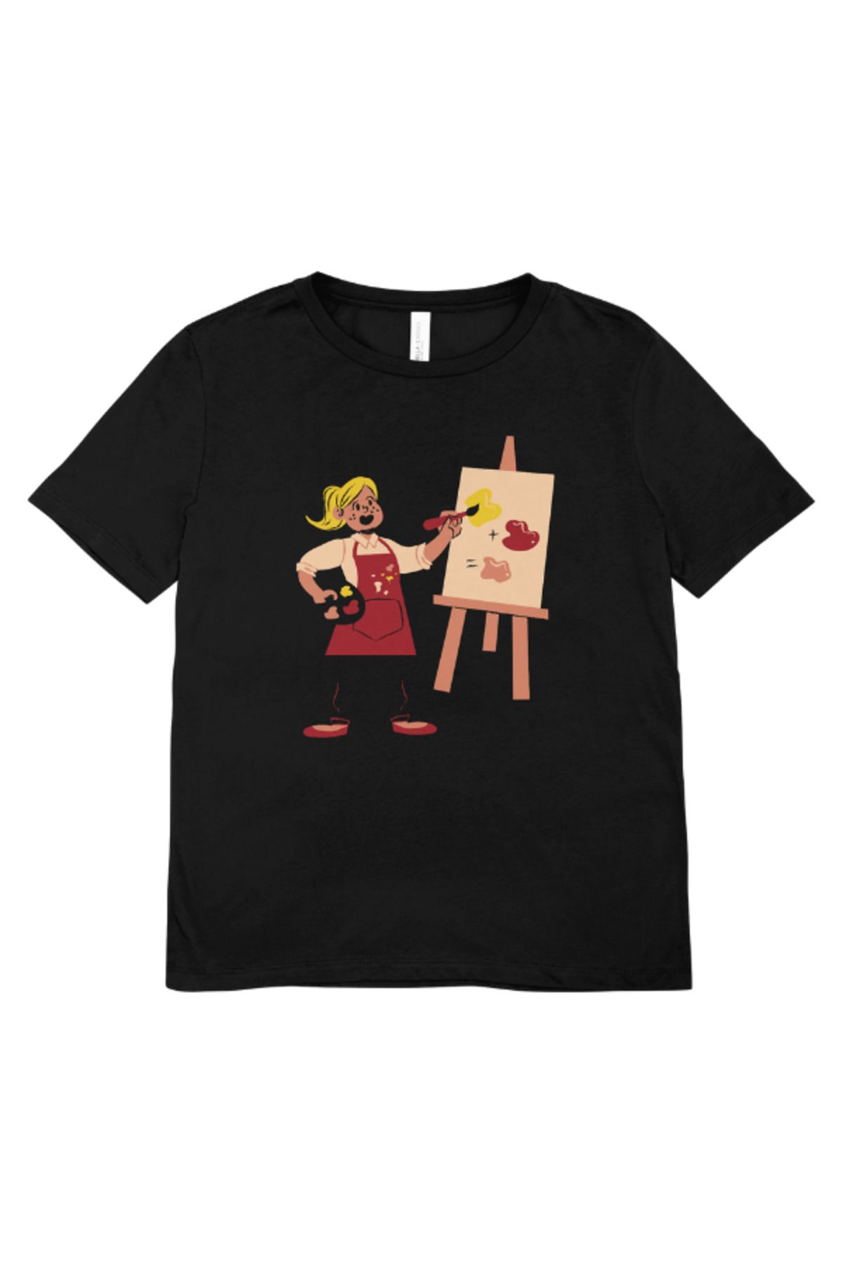 madeora Baskılı Unisex Siyah Tişört, CANLI RENKLİ SOLMAZ