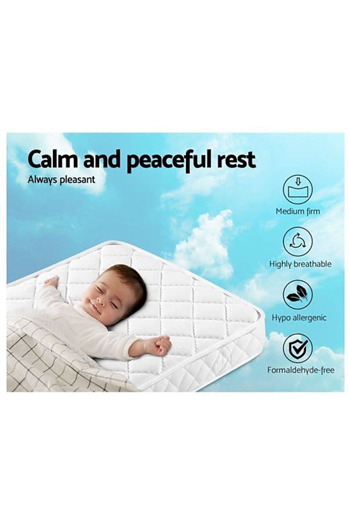 AWF AL WADI FURNITURE-Sleep EZ Spring Star Toddler Hybrid Bonnel Spring Mattress Series For Baby, 60 x 120 x 20cm 5