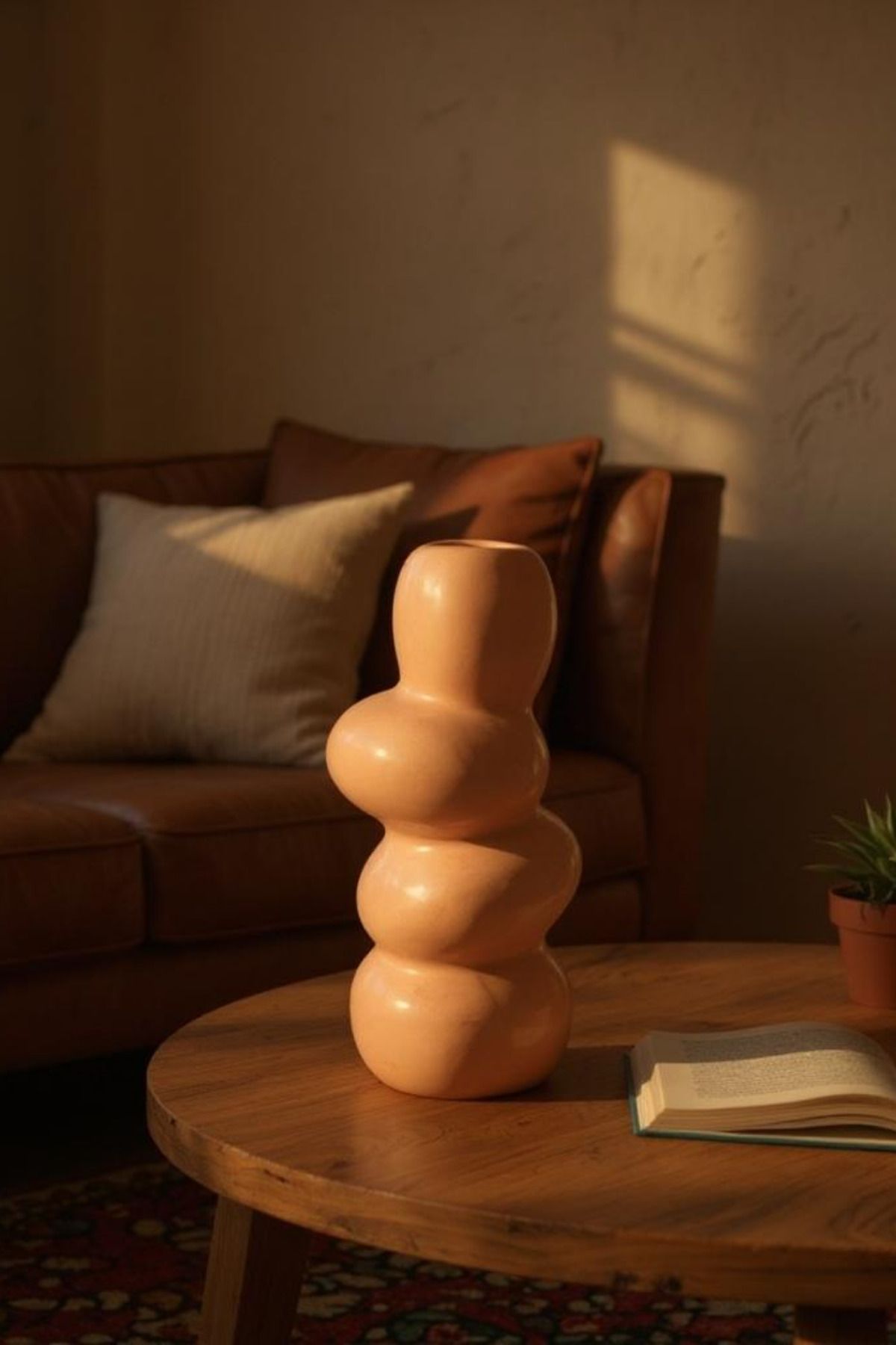 ardesta El Yapımı Taş Tozu Dekoratif Vazo | Modern Tasarım | 17 cm | Yapay Çiçeklik | Minimal Ev Dekoru