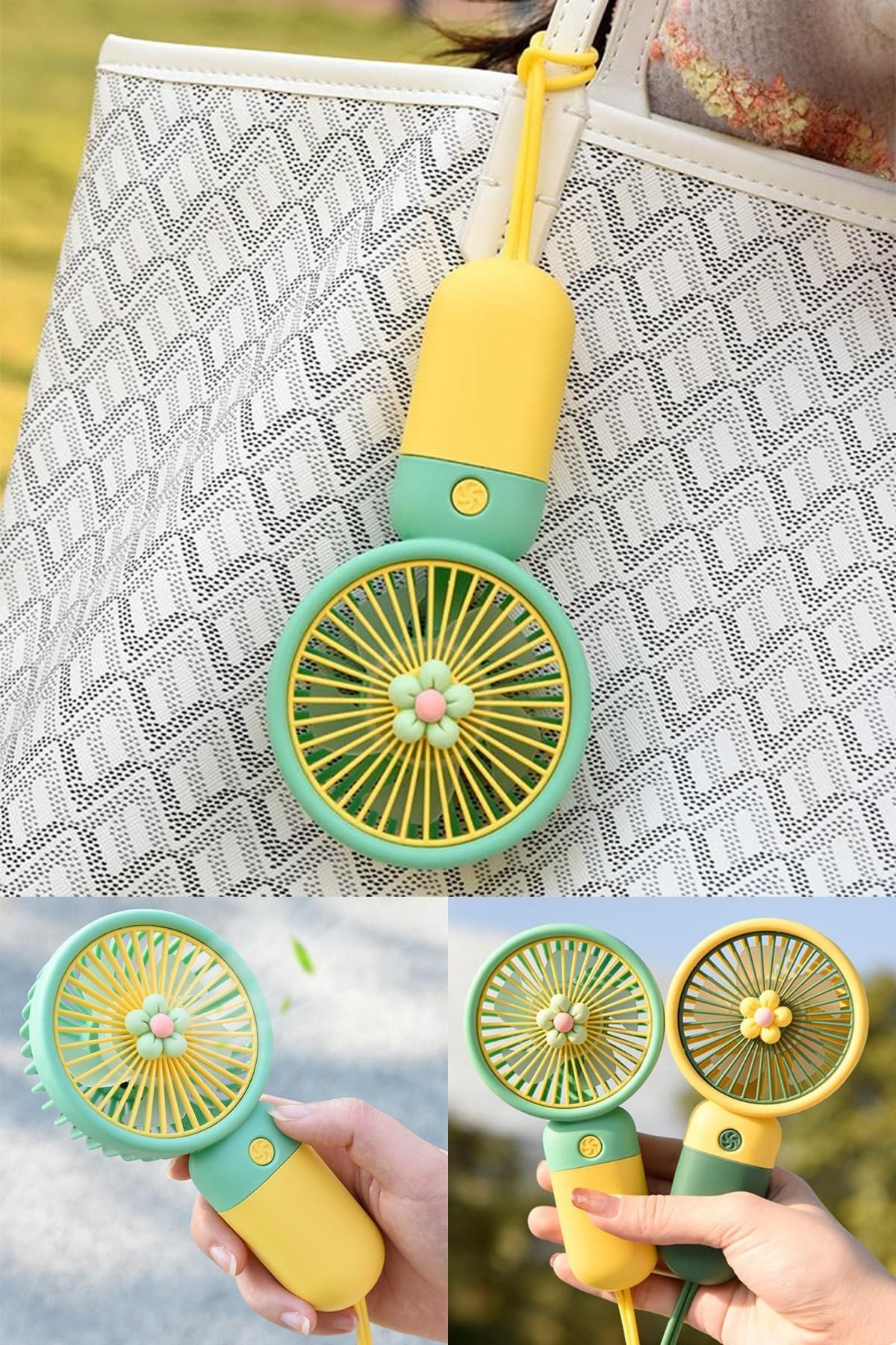 Midday 💛 Mini El Fanı Çiçek Model – Sessiz Kompakt Taşınabilir Fan – Renkli Yaz Serinliği İçin İdeal Çiçek