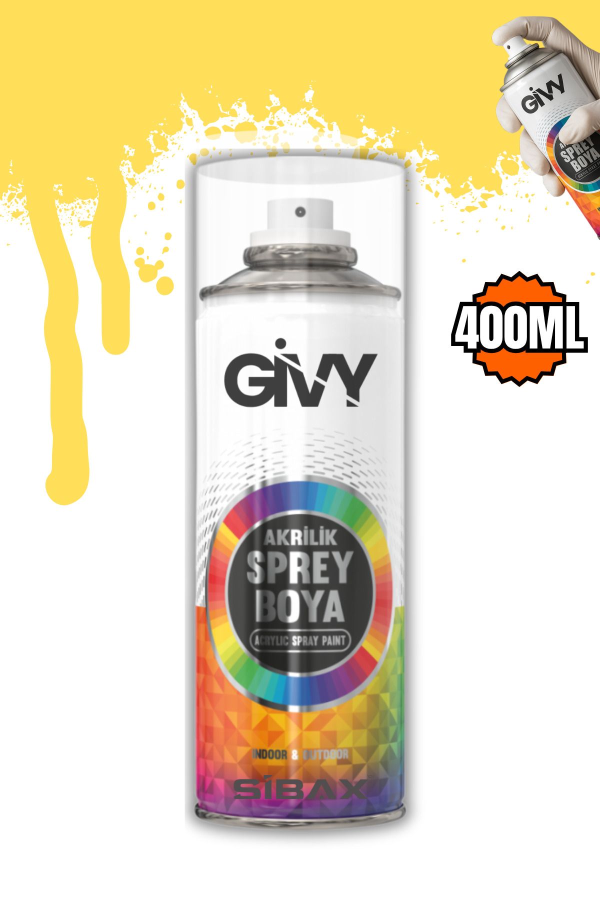 GİVY Akrilik Sprey Boya Floresan Sarı 400 ml