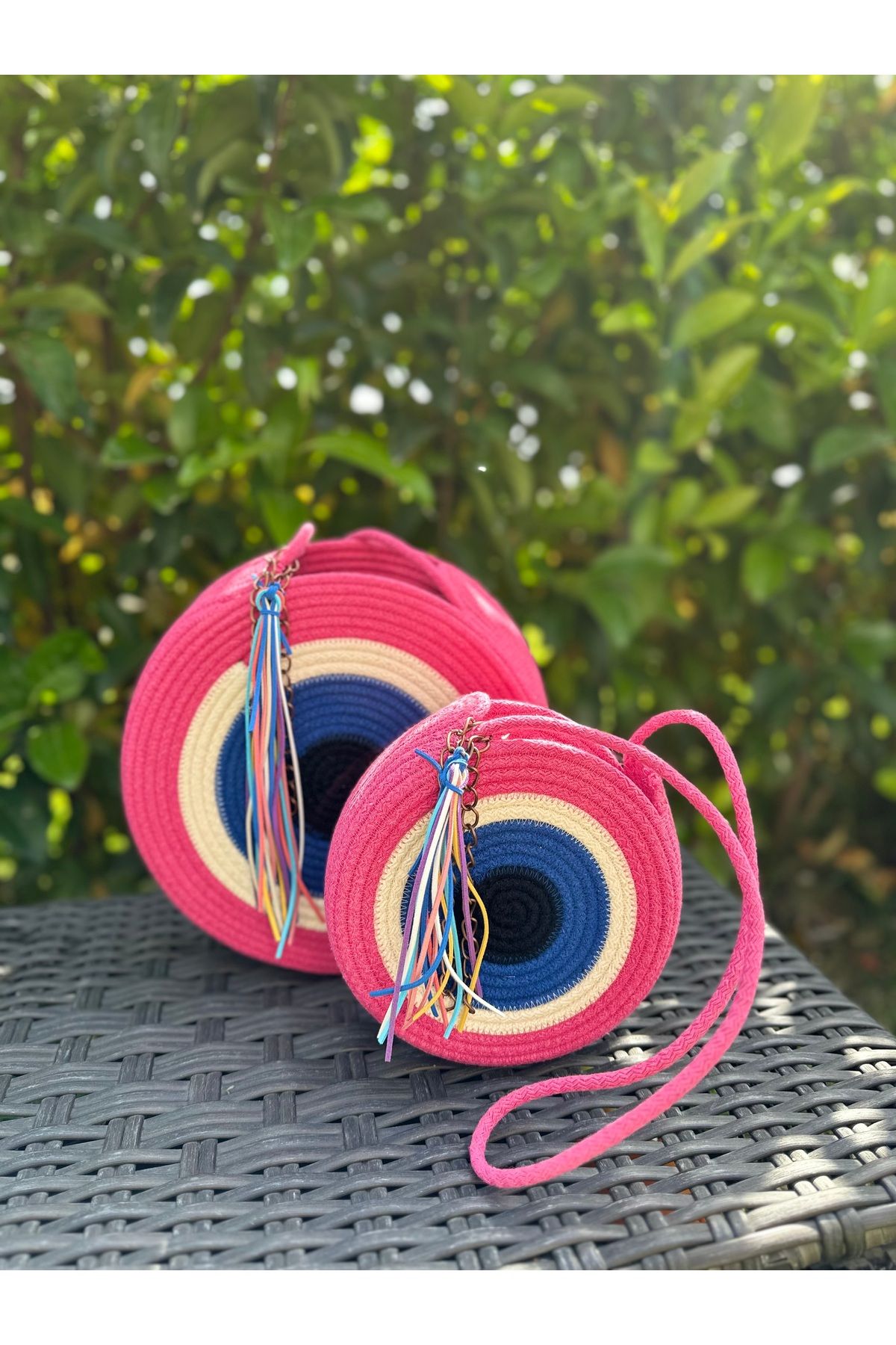 Little Sunshine Design Anne kız çanta takım, pembe anne kız nazar boncuklu çanta, nazar boncuklu çanta ikili takım