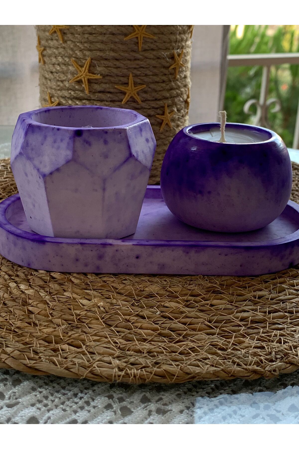 T M DESIGN HOUSE 3lü Sarı Özel Tasarım Mum ve Vazo Aksesuar