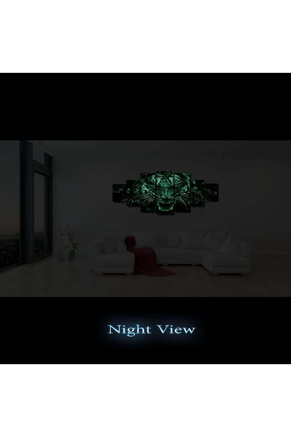 startonight-Set Tablou DualView Startonight Tigru puternic, 7 piese, 100 x 240 cm 4