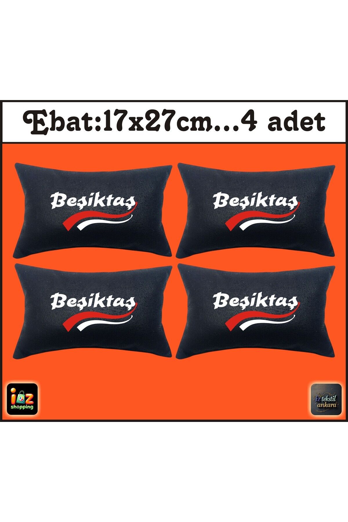teknotrust Ortopedik Siyah Kumaş Boyun Yastığı, 17x27cm, 4'lü Paket, Lastikli, Konforlu Tasarım