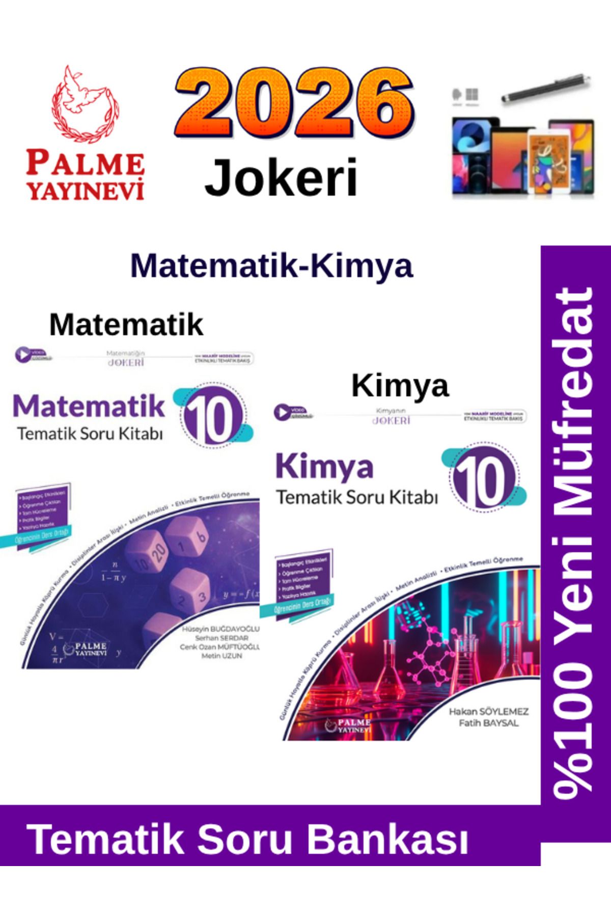 Palme Yayınevi 2026 10.Sınıf Matematik-Kimya %100 Yeni Müfredat Tematik Soru Bankası+Android Kalem