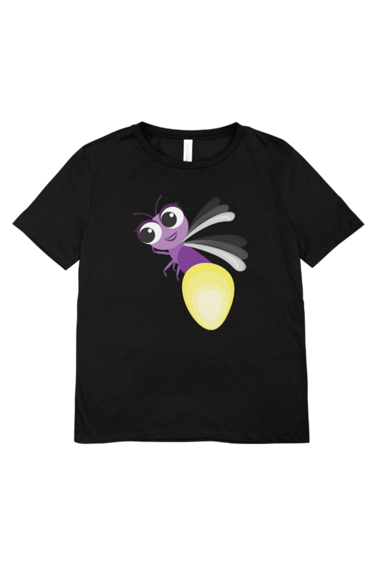 madeora Baskılı Unisex Siyah Tişört, CANLI RENKLİ SOLMAZ