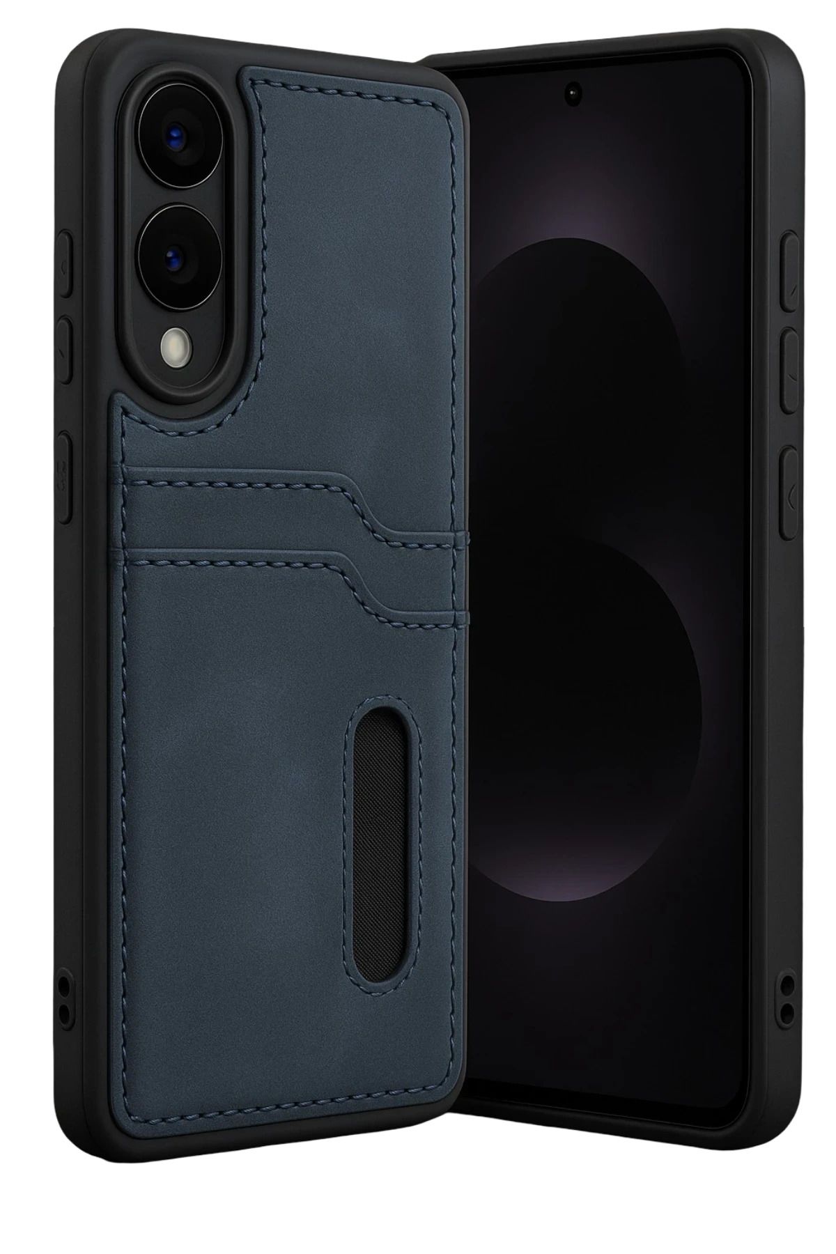 cepmoda Samsung Galaxy S25 EDGE | SARA Kartlıklı Telefon Kılıfı Lüx Deri Kaplama Arka Kapak | LACİVERT