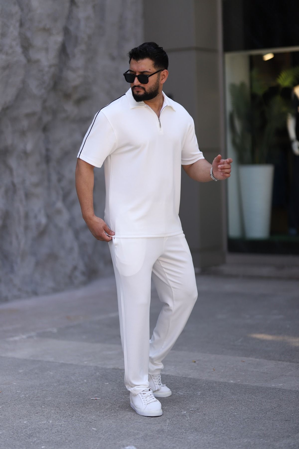 cto your style Erkek Polo yaka tişört rahat kalıp fermuar detaylı alt üst takım