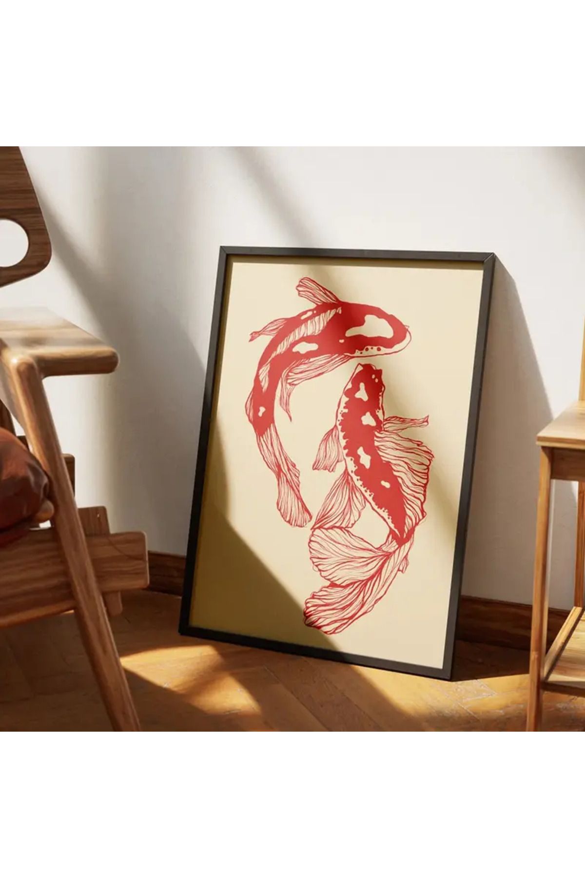 512 STORE Two Big Fisg Modern Estetik Duvar Çerçevesiz Tablo Poster