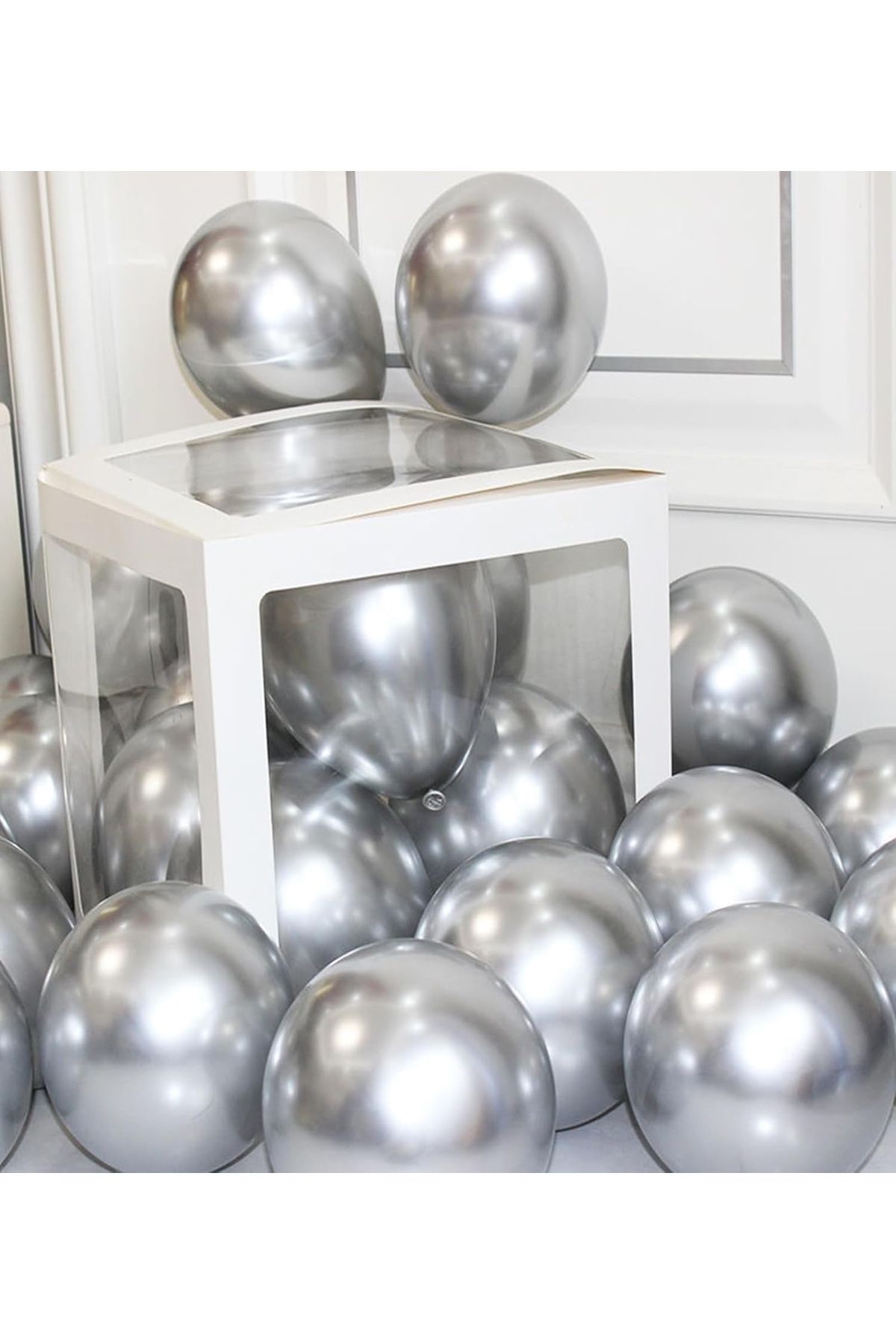 Mack PLUS 5’li Gümüş Krom Balon Seti – 12 inç | Parlak Metalik Parti Balonları