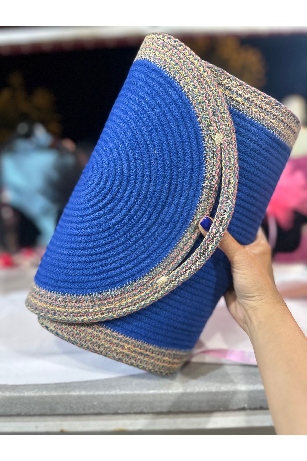 Little Sunshine Design Tasarım portföy çanta, Saks mavisi portföy çanta