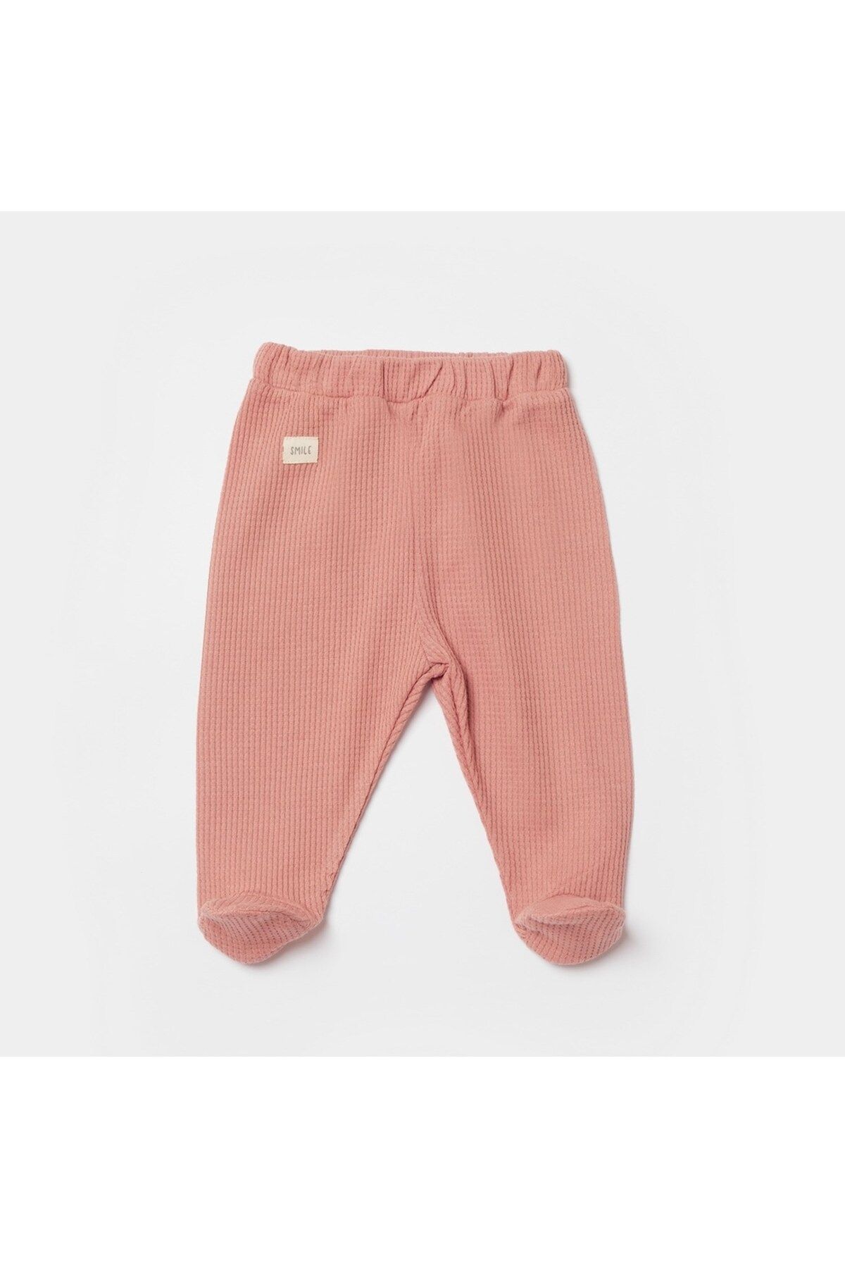 MBB ETİCARET Bibaby Biorganic Waffle Smile Patikli Pantolon 57899 Red-Brown