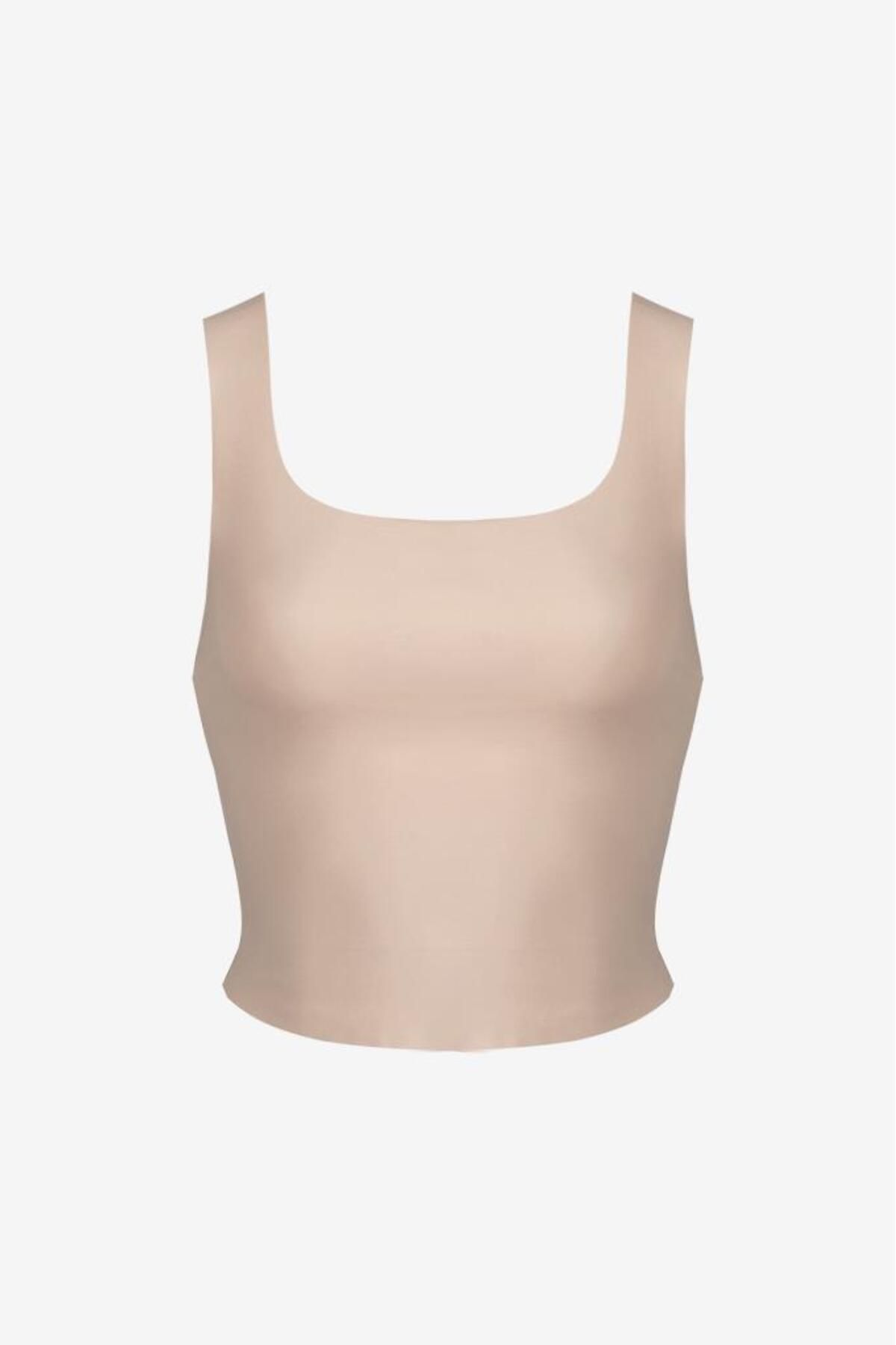 Bolero Dikişsiz Görünmez Pima Pamuk Crop Ten