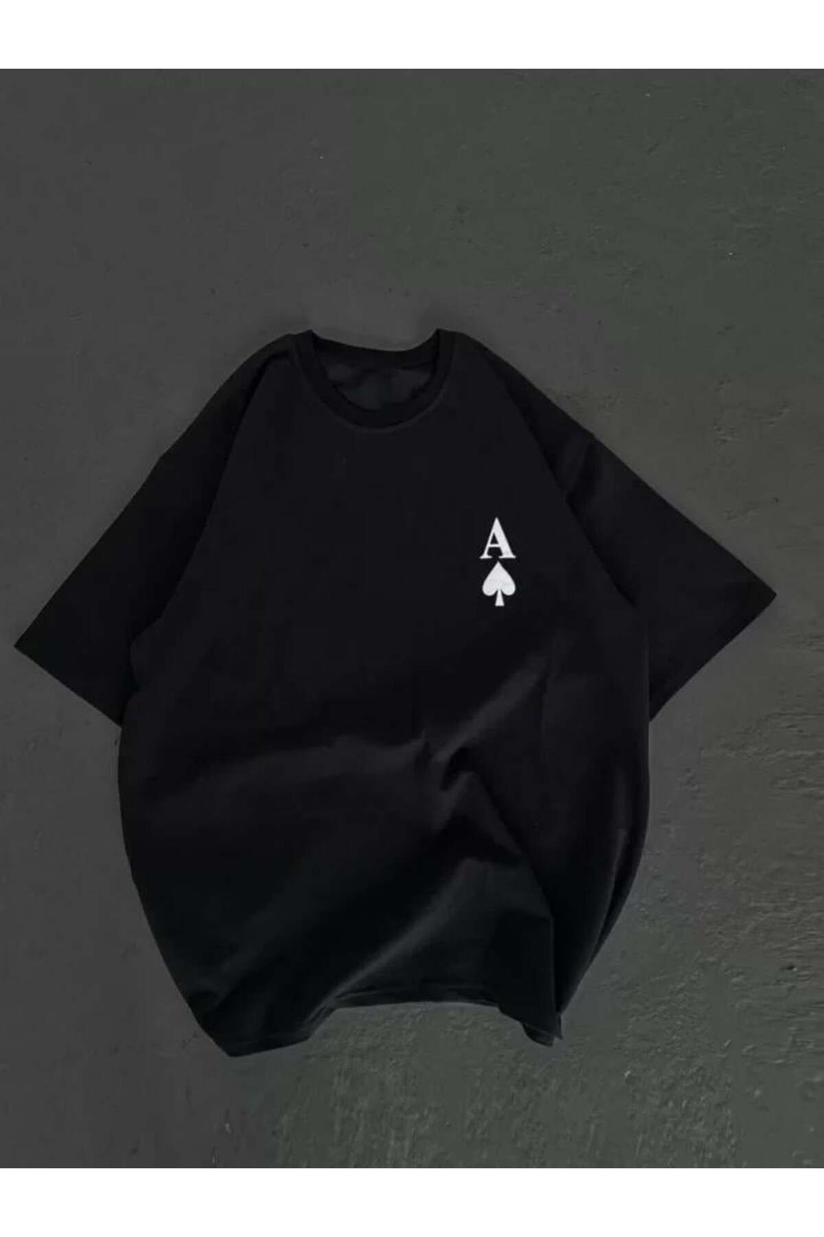 modamtn Unisex Bisiklet Yaka Baskılı Oversize T-Shirt - Siyah