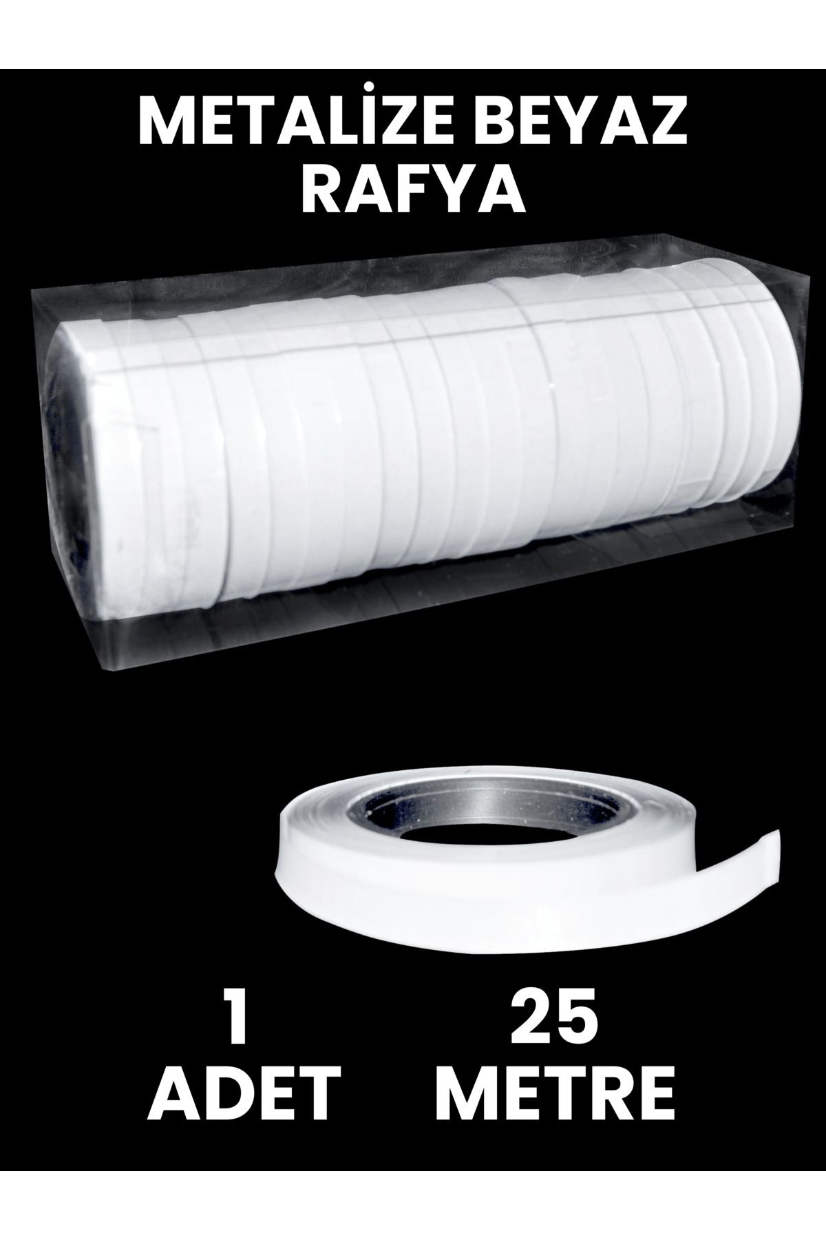 Mielibon-Metallized White Raffia – 25 Meters |   Balloon String, Package Decoration, Decorative Ribbon 1