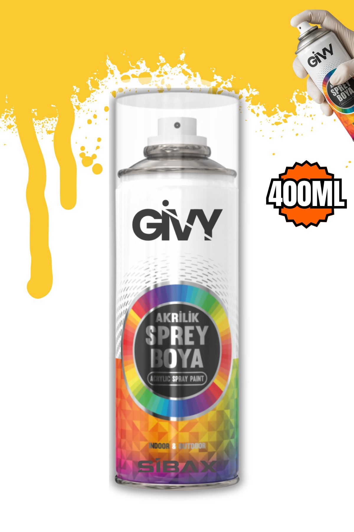 GİVY Akrilik Sprey Boya Canlı Sarı RAL 1018 400 ml