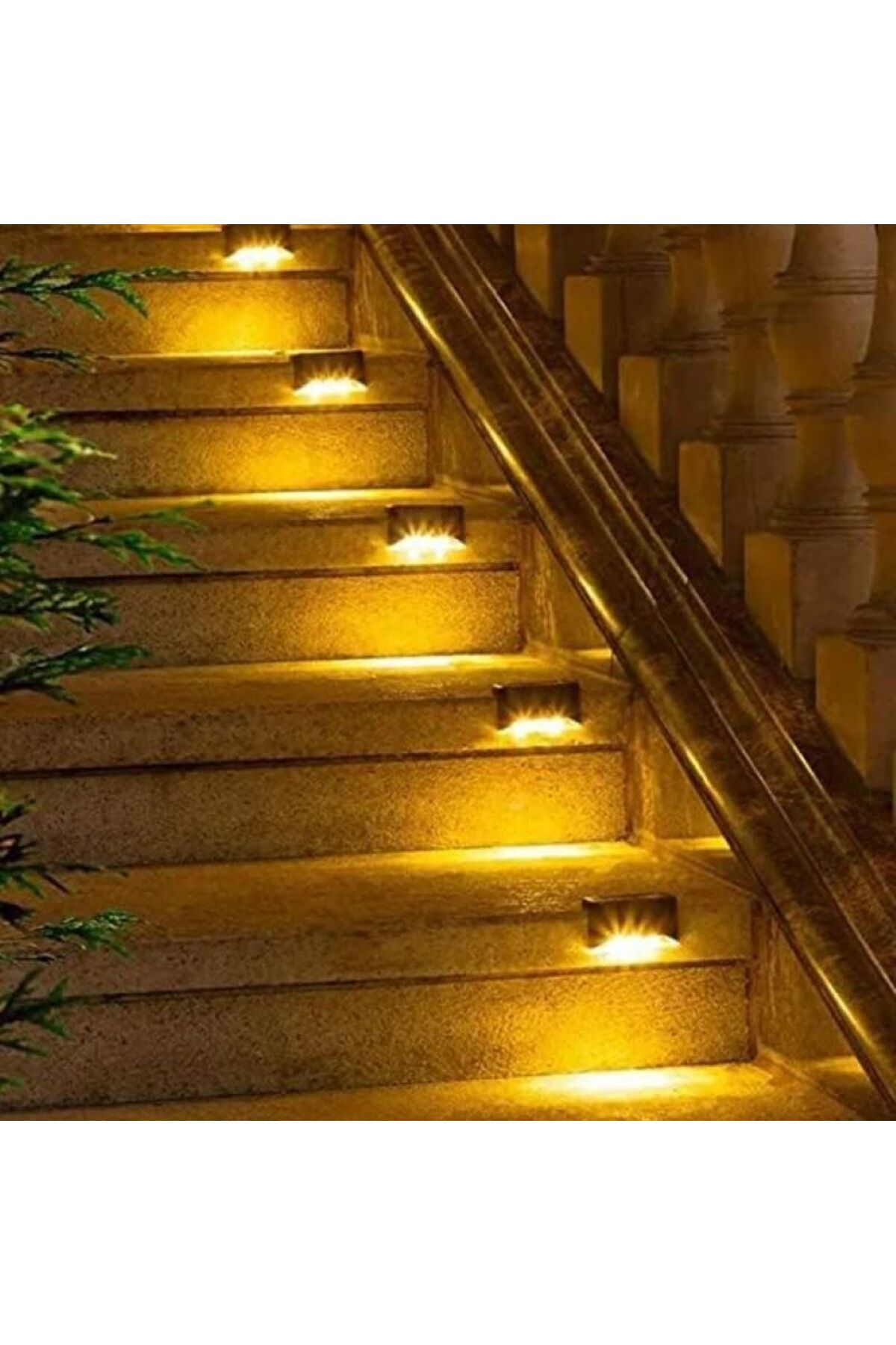 elsmor Solar Güneş Enerjili Bahçe Balkon Merdiven Korkuluk Çit Yürüyüş Yolu Aydınlatma Sarı Lamba 4 adet