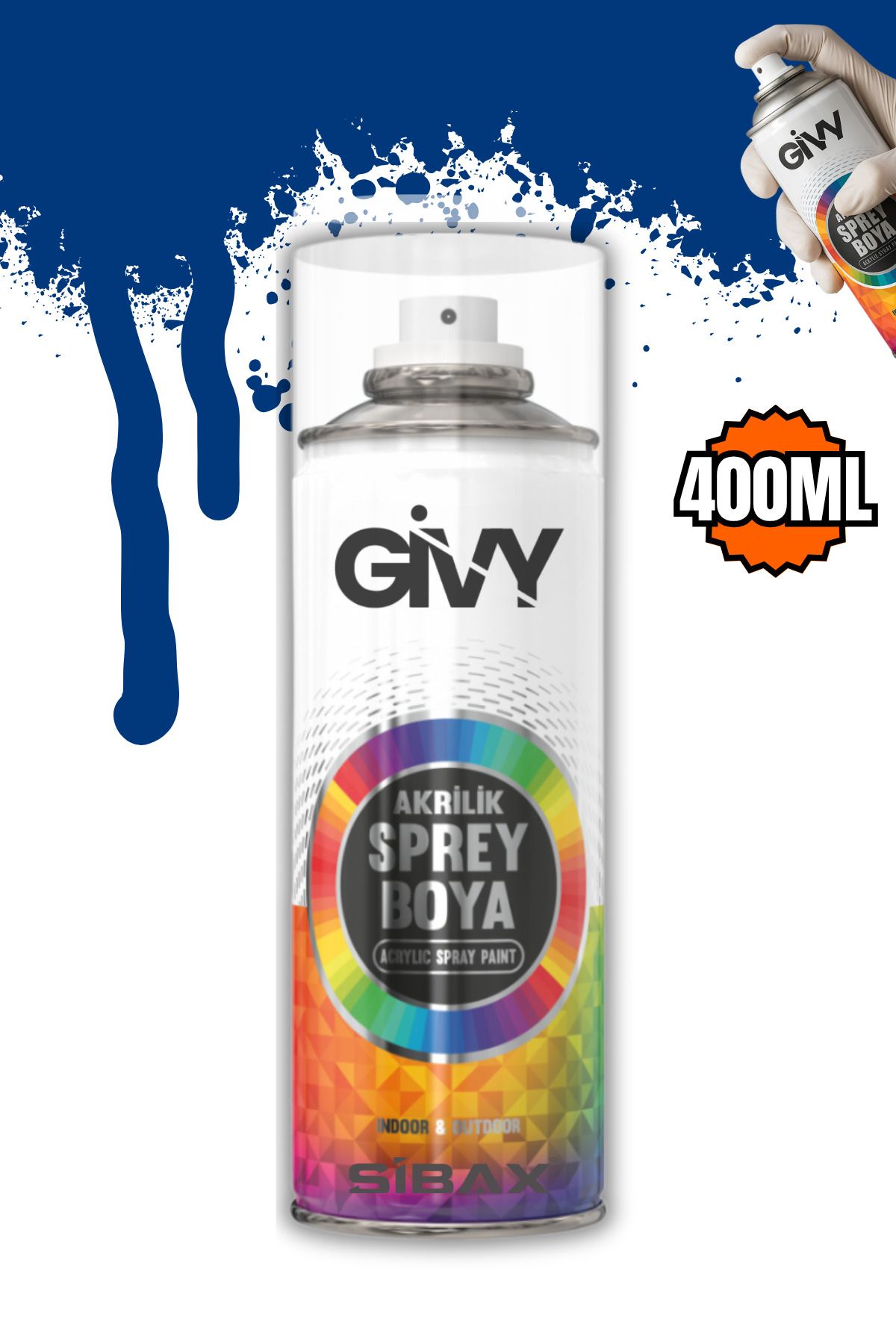 GİVY Akrilik Sprey Boya Lacivert RAL 5002 400 ml | Derin ve Etkileyici Mavi Ton