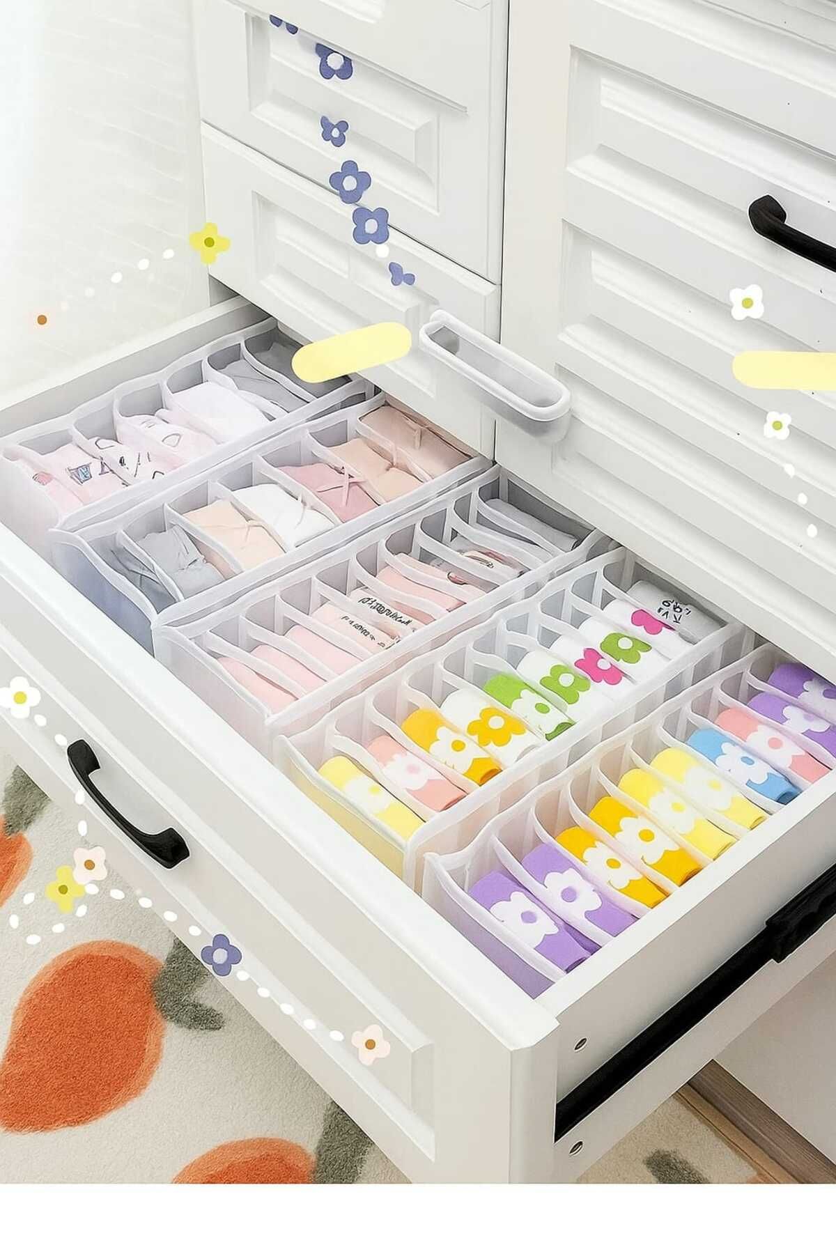 Textia Home 5 Adet 11 Gözlü Medium Çekmece İçi Organizer 11x15x38