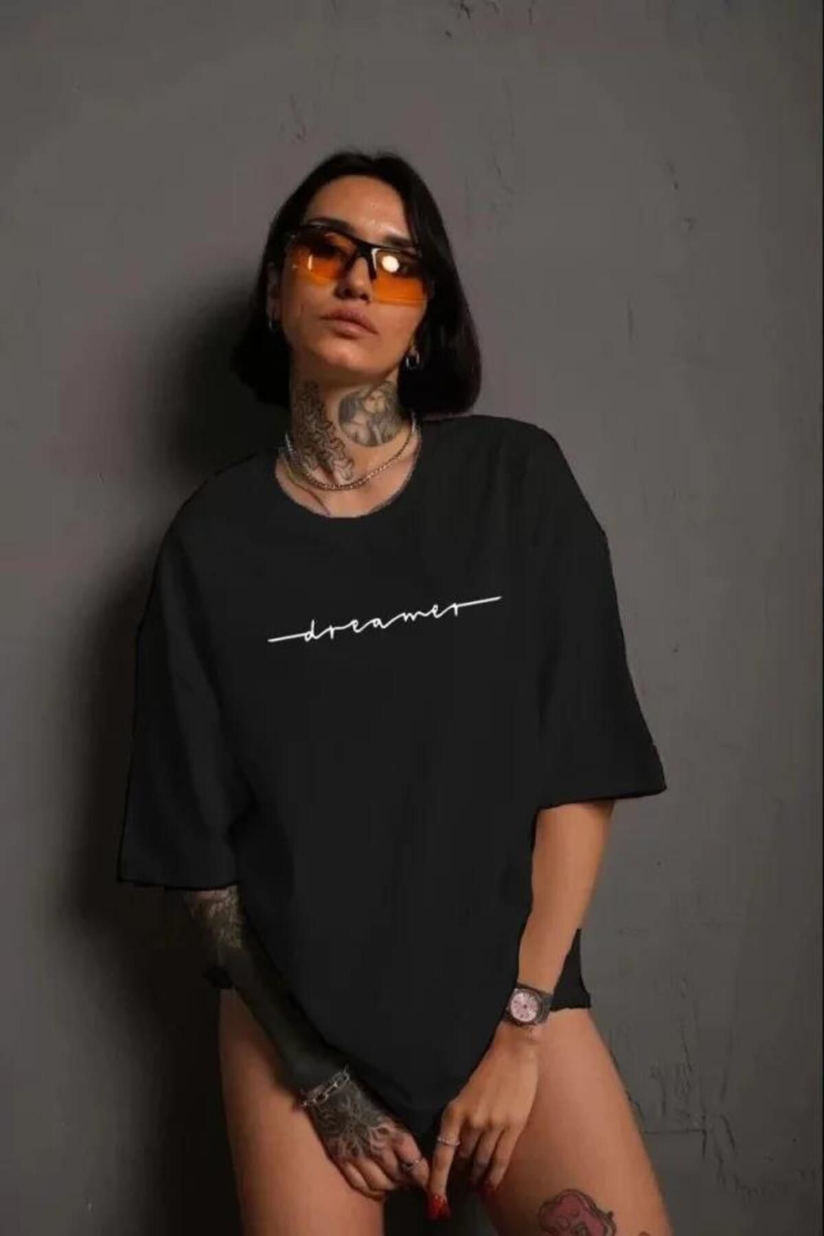 modamtn Unisex Bisiklet Yaka Baskılı T-Shirt - Siyah