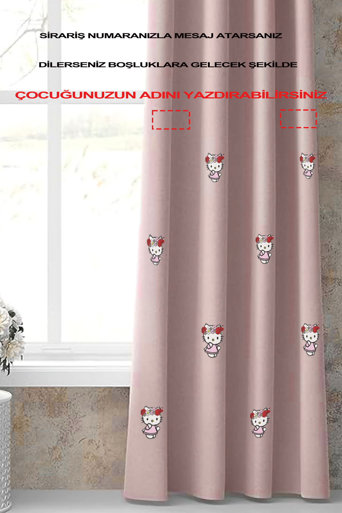 Artwork HELLO KİTTY DESENLİ ÇOCUK ODASI KARARTMA BLACKOUT FON PERDE ( 1/2,5 NORMAL PİLE ) fotoğrafı 6 (önizleme)