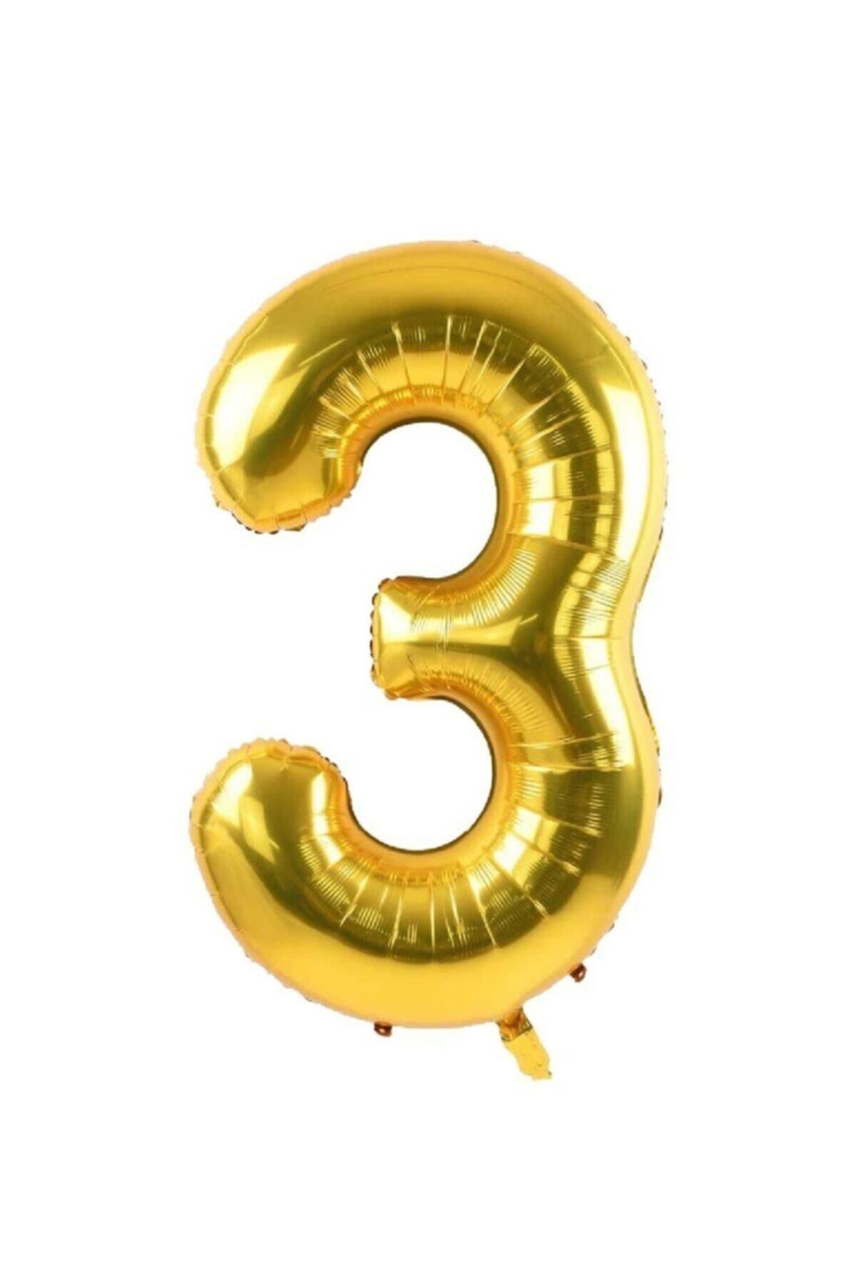 ikm balon Hayal Dükkanım Gold 3 Rakam Folyo Balon 100 Cm 40 Inç
