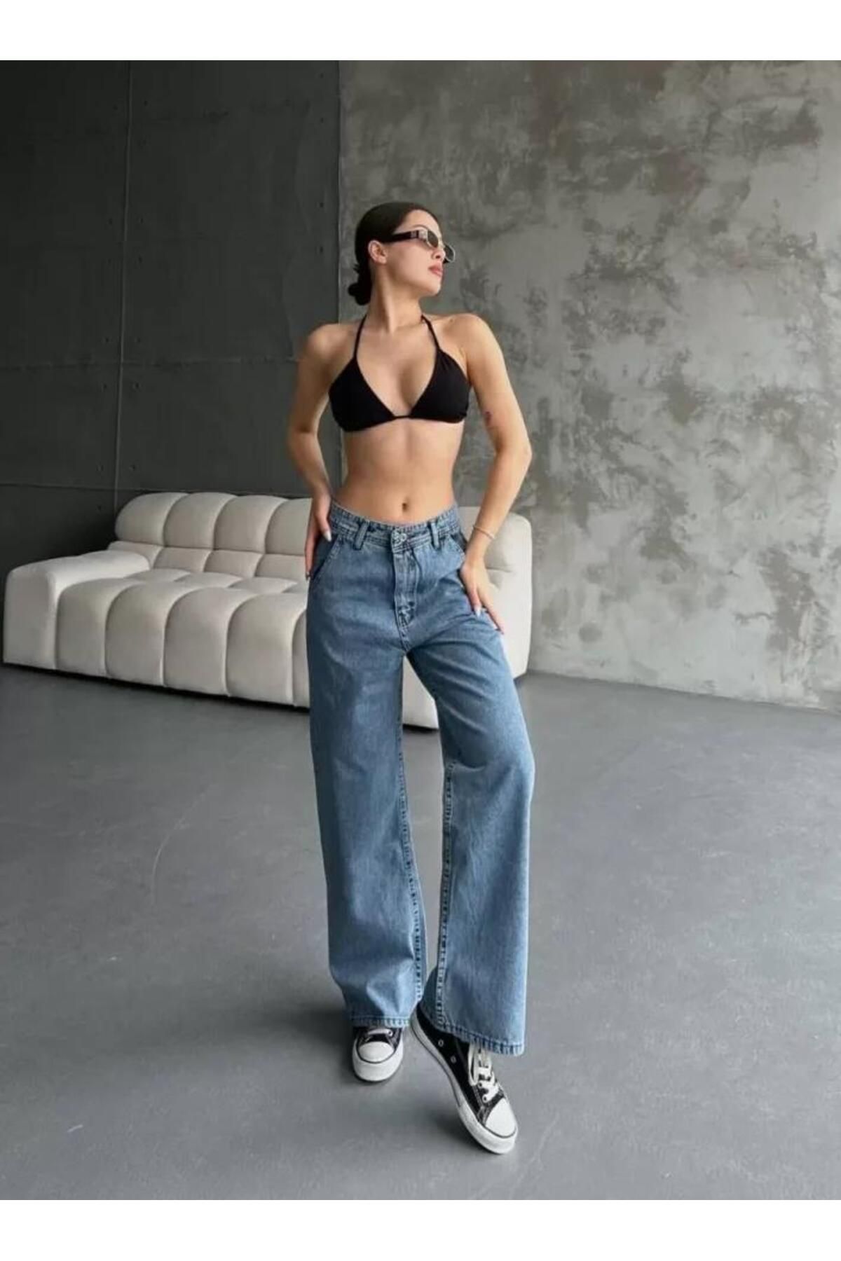 modamtn Palazzo Jeans Pantalon - Mavi