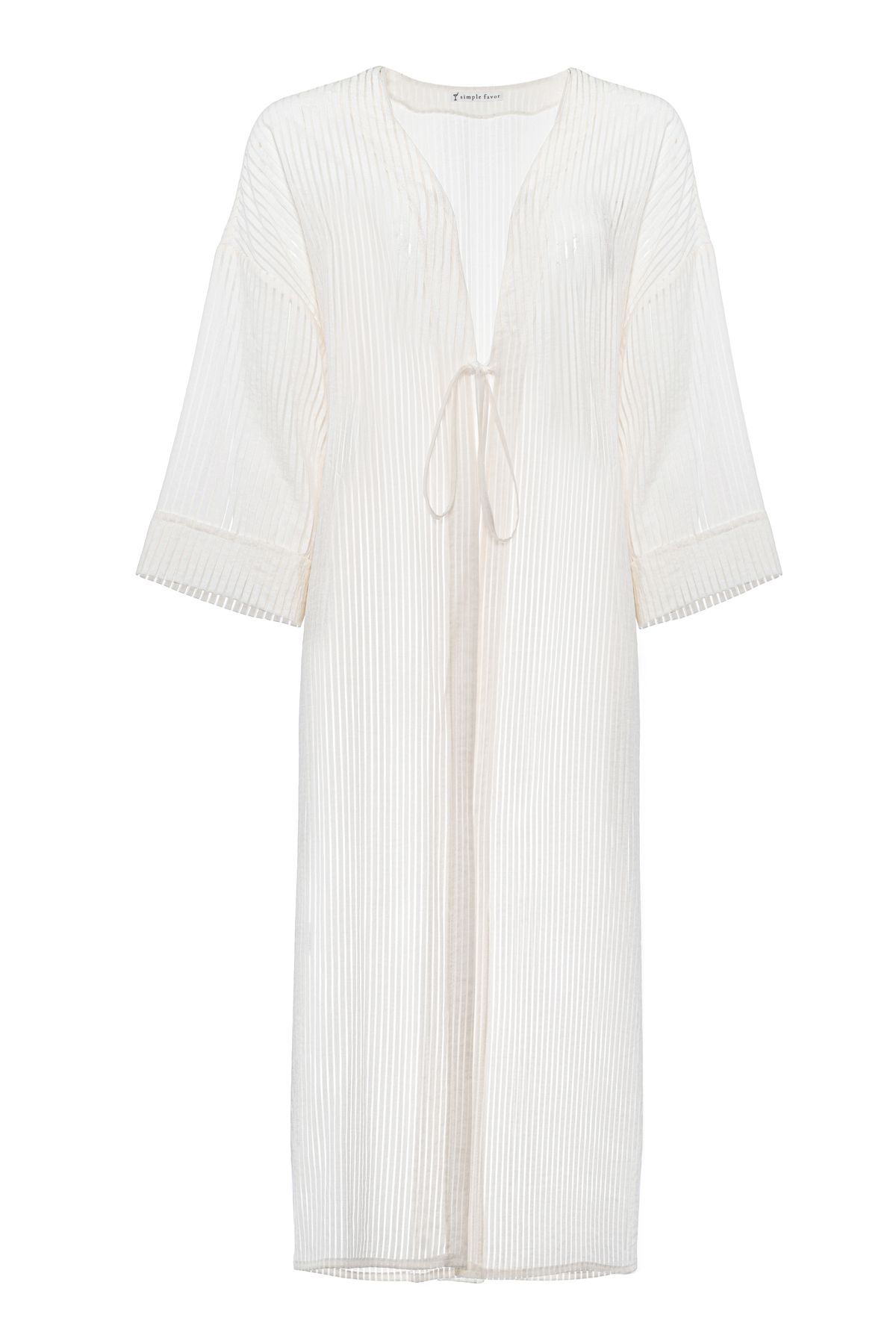 Simple Favor Çizgili Uzun Kimono