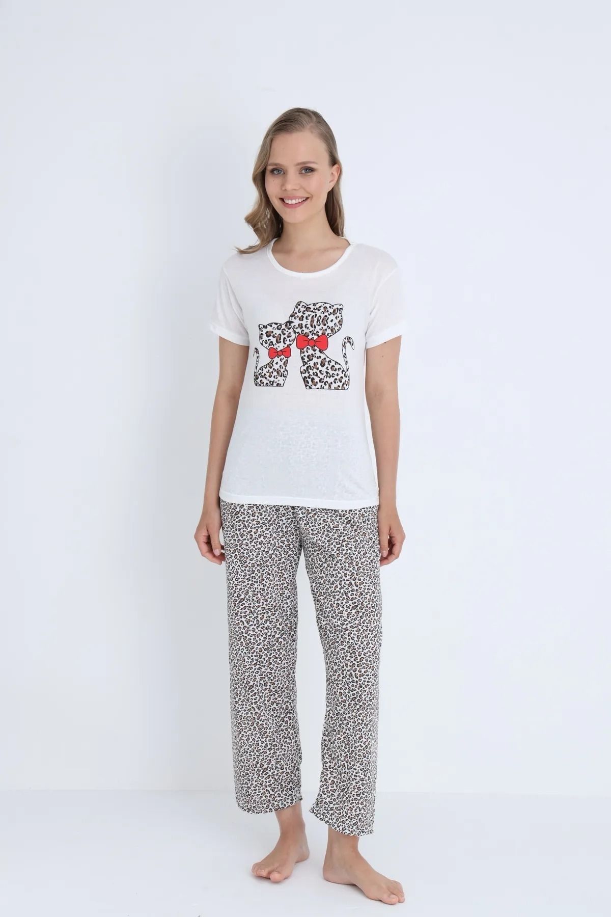 STELLAPİNK Kadın Pamuklu Pijama Takımı DESENLİ