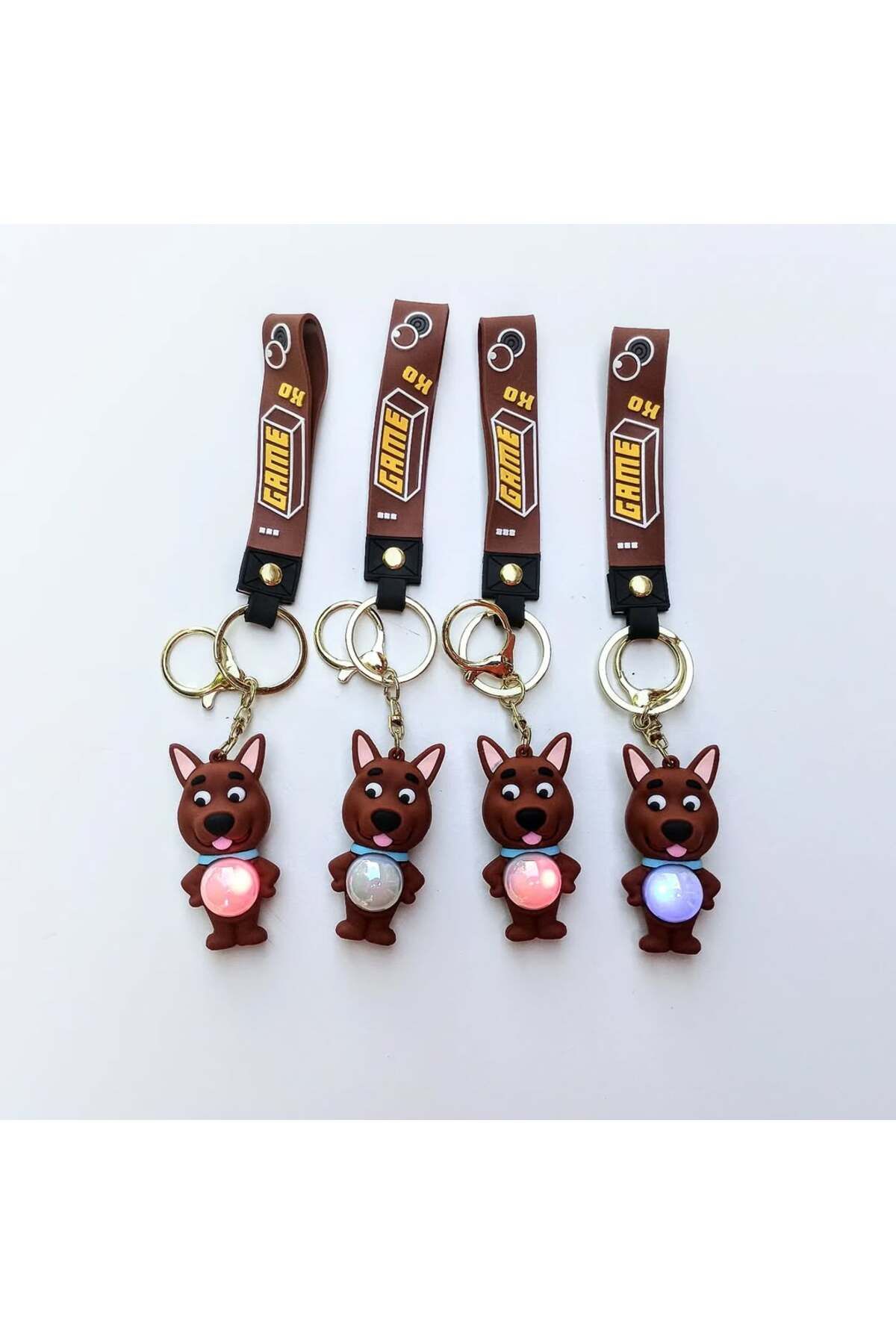 Wolawood 3D Led Işıklı Şirin Maskot Anahtarlık Renkli Efektli Çanta Araba Süsü Sevimli Figürlü Hediyelik 1'li