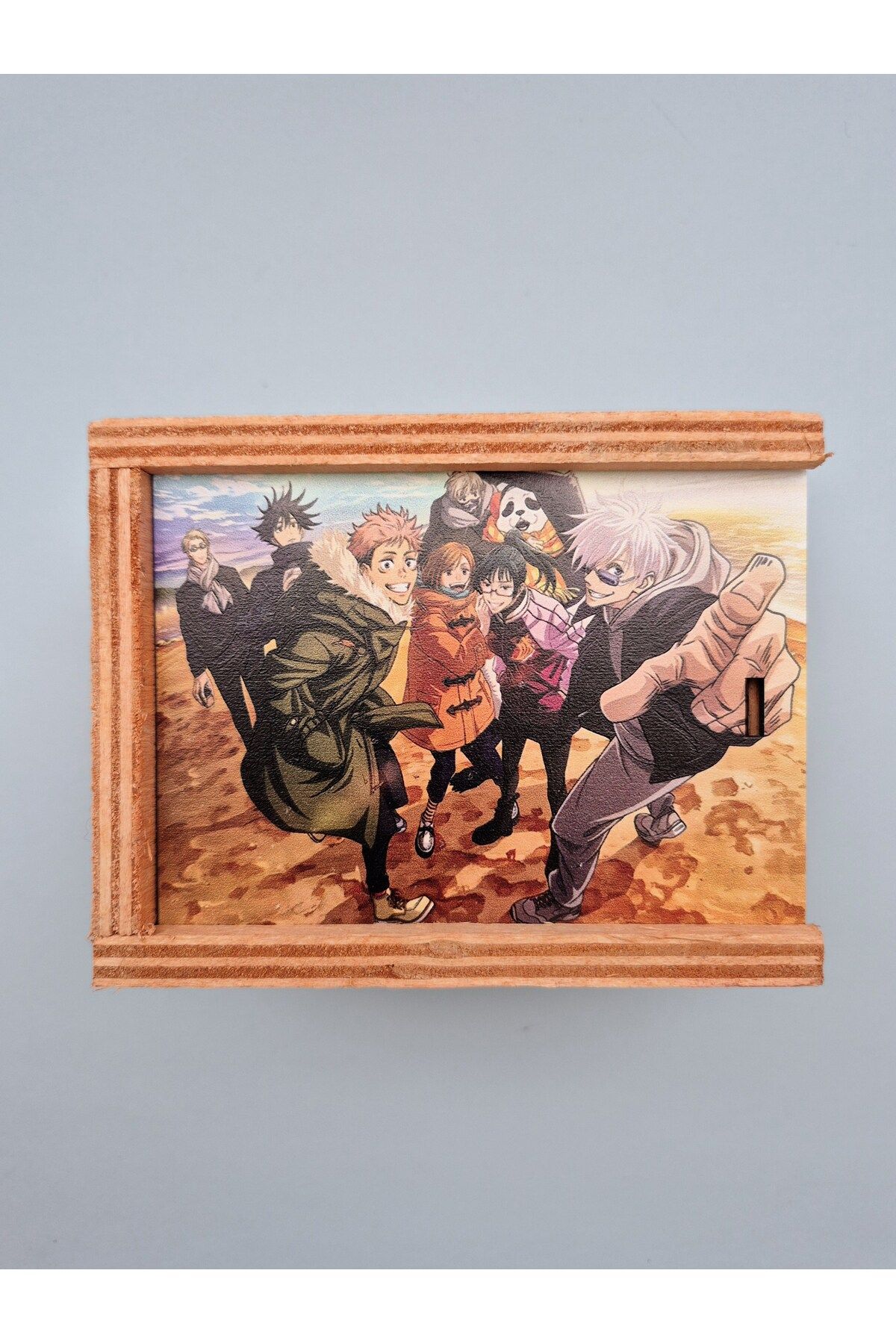 ganbarou art studio Jujutsu kaisen Anime baskılı çok amaçlı el yapımı ahşap kutu 9x12x10 cm