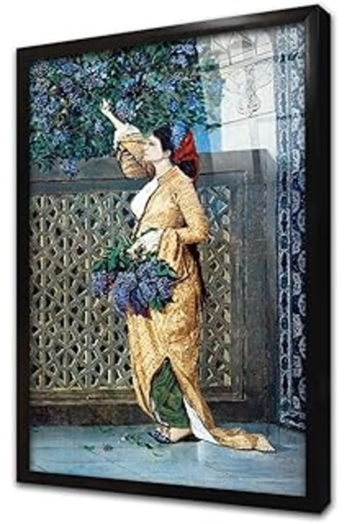 Mu Art Ahşap Leylak Toplayan Kız Çerçeveli Cam Tablo 20X30 Cm Cb13057