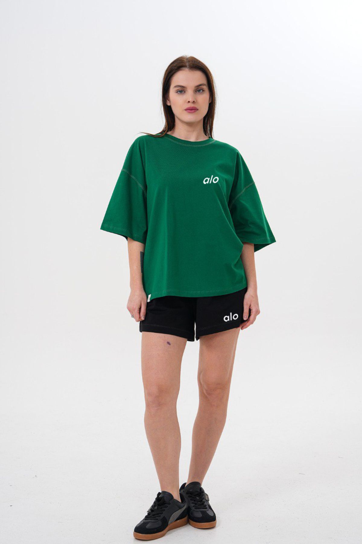 Kaptins KAPTİNS - KADIN PAMUKLU KISA KOLLU TSHIRT BASKILI RENKLİ OVERSİZE