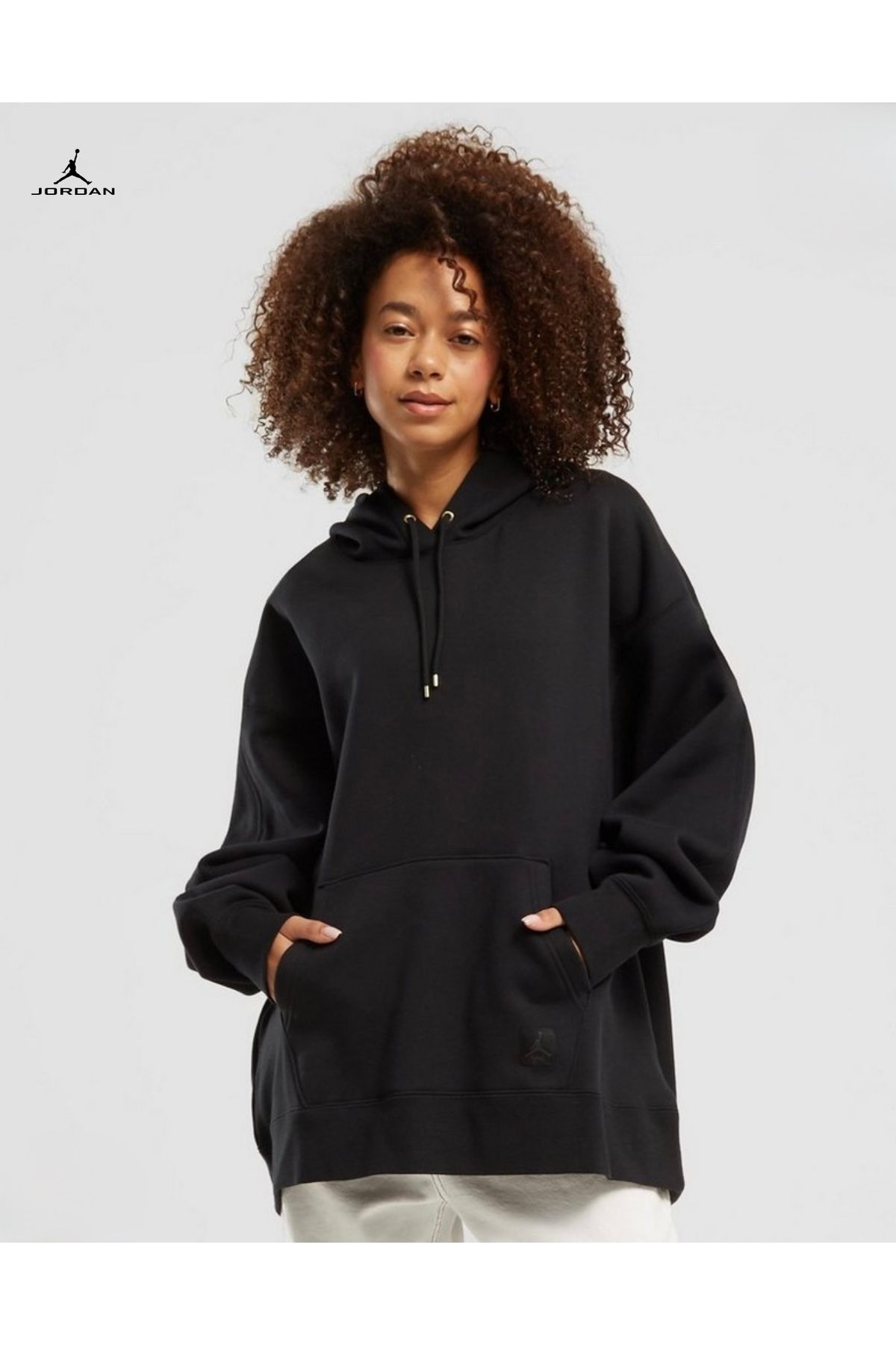 Nike Jordan Flight Fleece Oversized Pullover Hoodie Siyah Kadın Sweatshirt