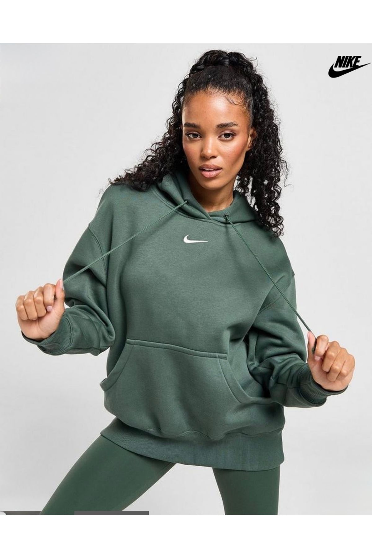 Nike Sportswear Phoenix Fleece Oversized Pullover Hoodie Yeşil Kadın Sweatshirt